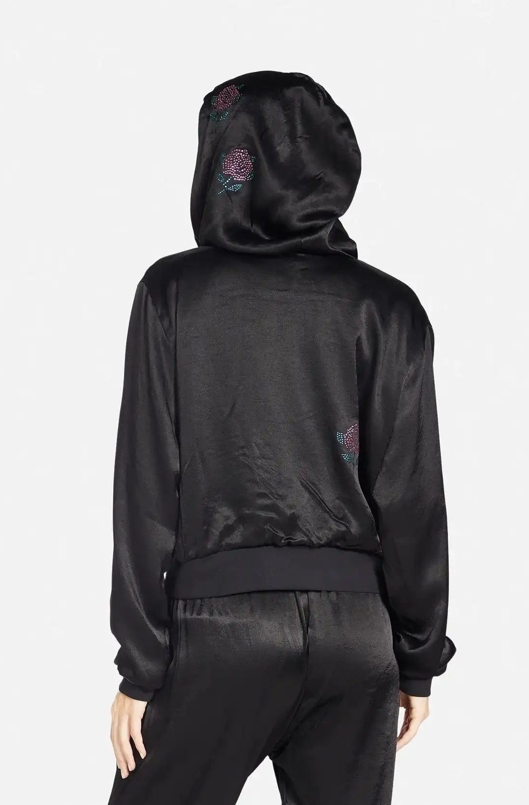 Shop Lauren Moshi Lauren Moshi Kathleen Crystal Roses Satin Bomber Jacket Jacket for women – premium loungewear and festival fashion at Spoiled Brat