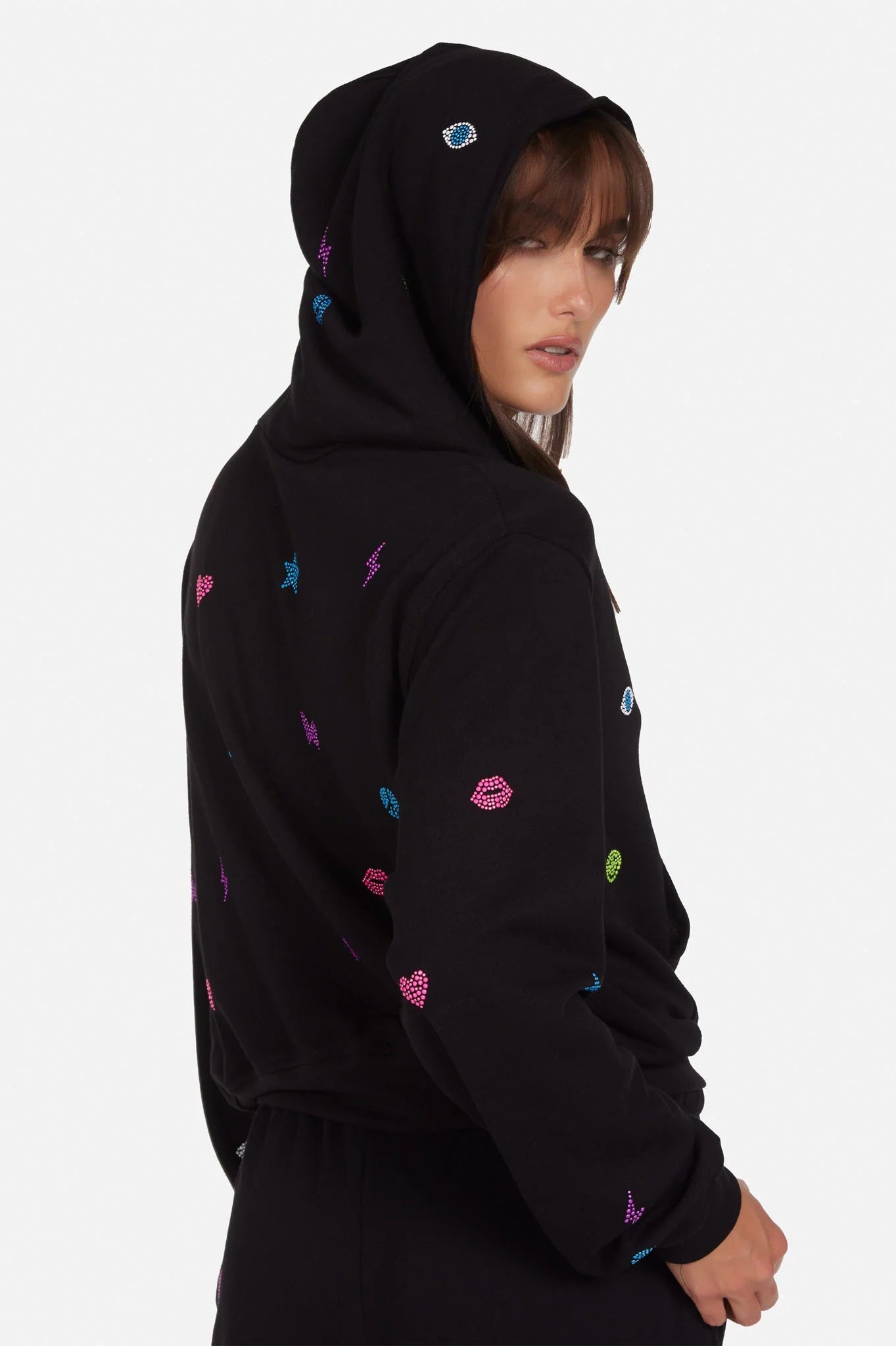 Shop Lauren Moshi Lauren Moshi Lachelle Neon Stud Elements Zipper Hoodie Zip Up Hoodie for women – premium loungewear and festival fashion at Spoiled Brat