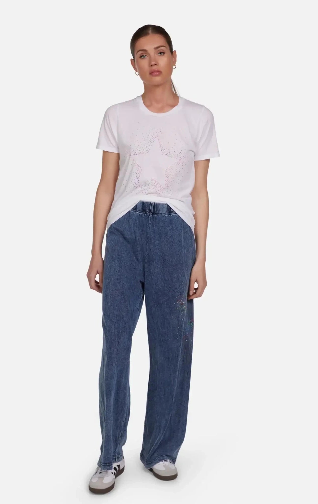 Shop Lauren Moshi Lauren Moshi Martina Neon Stud Starburst Trousers Joggers for women – premium loungewear and festival fashion at Spoiled Brat