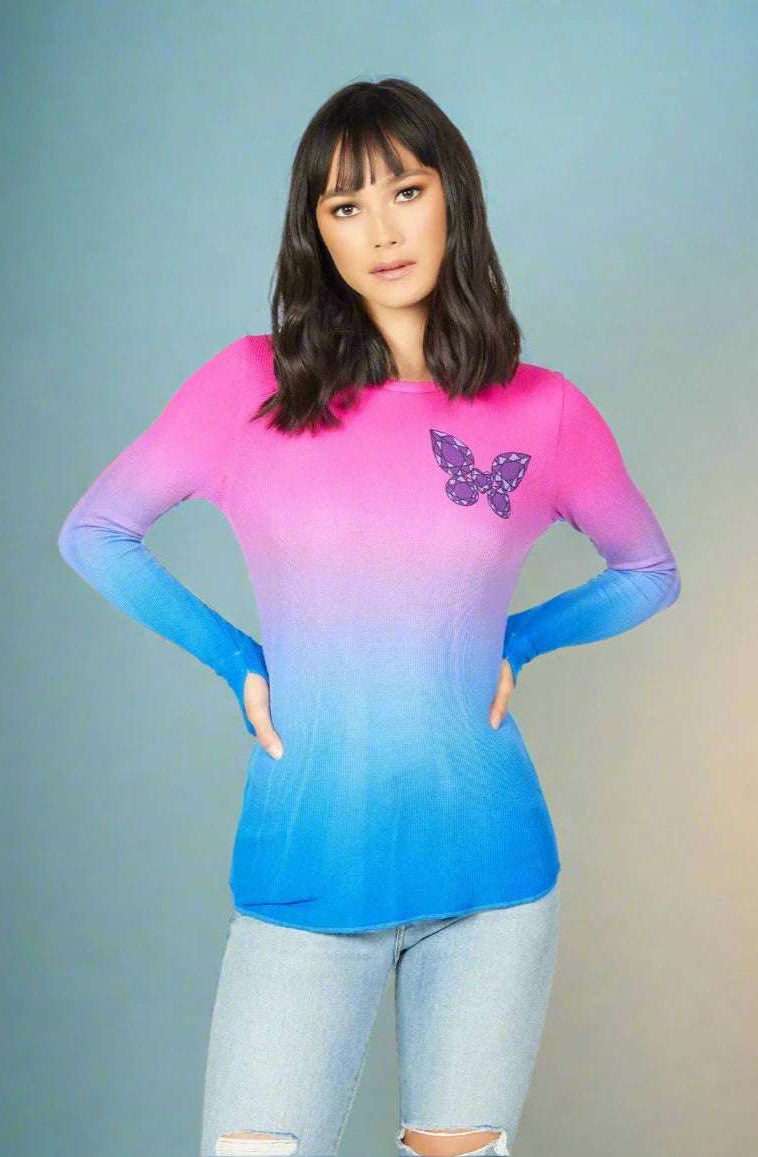 Lauren Moshi McKinley Diamond Butterfly Thermal Top Long Sleeved Top by Lauren Moshi as seen on celebrities