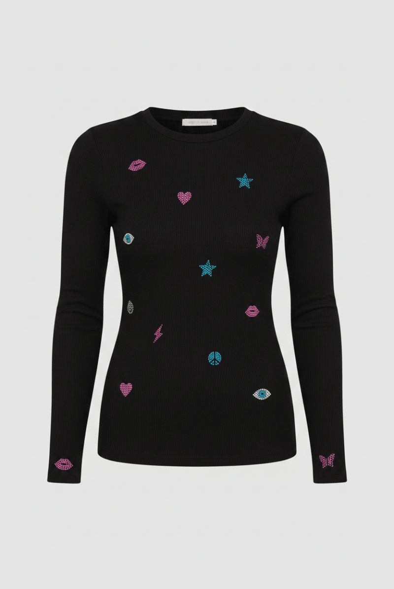 Shop Lauren Moshi Lauren Moshi McKinley Neon Stud Elements Thermal Top Long Sleeved Top for women – premium loungewear and festival fashion at Spoiled Brat