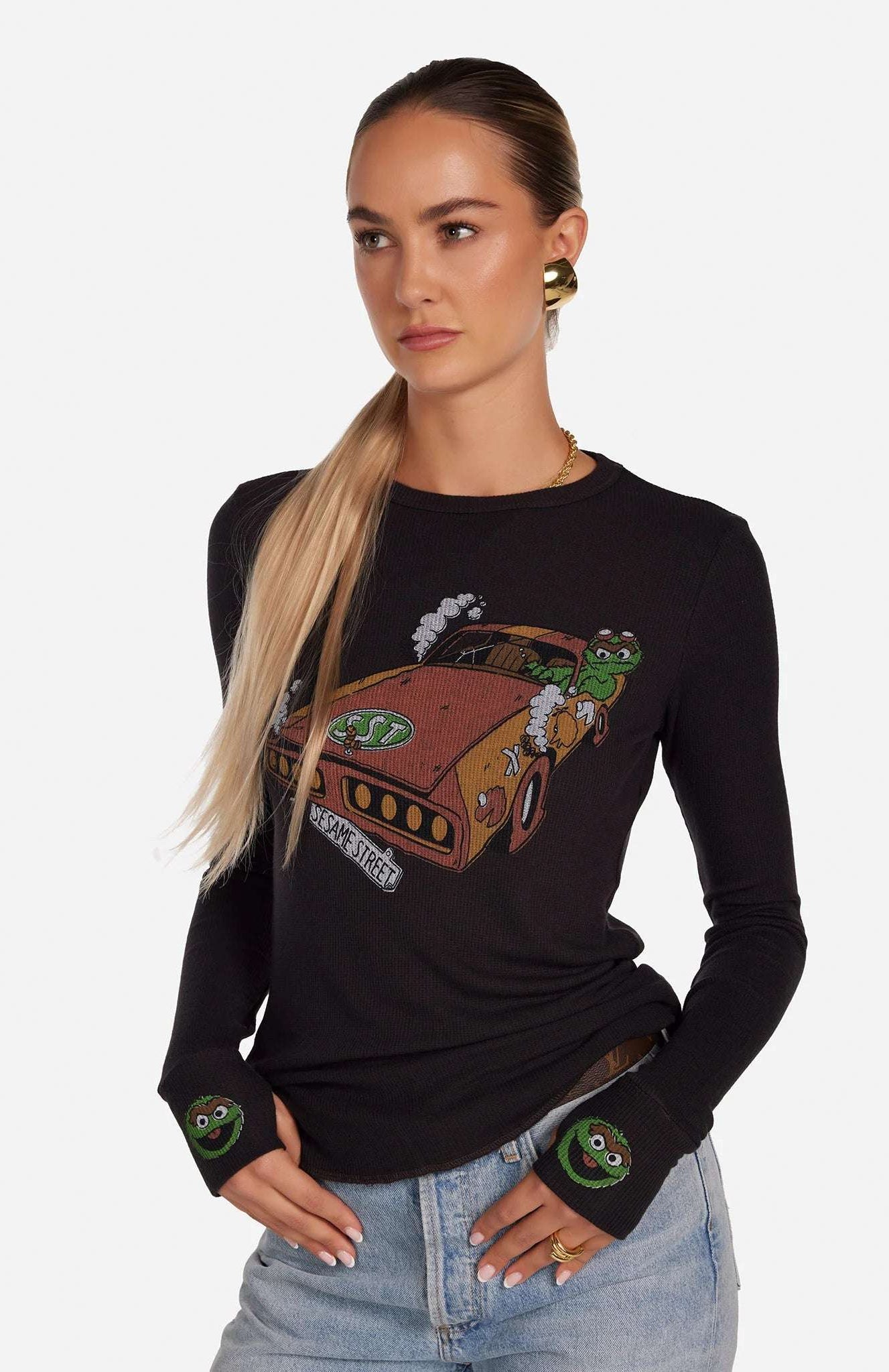 Shop Lauren Moshi Lauren Moshi McKinley Oscar The Grouch Racing Long Sleeved Tee Long Sleeved Top for women – premium loungewear and festival fashion at Spoiled Brat