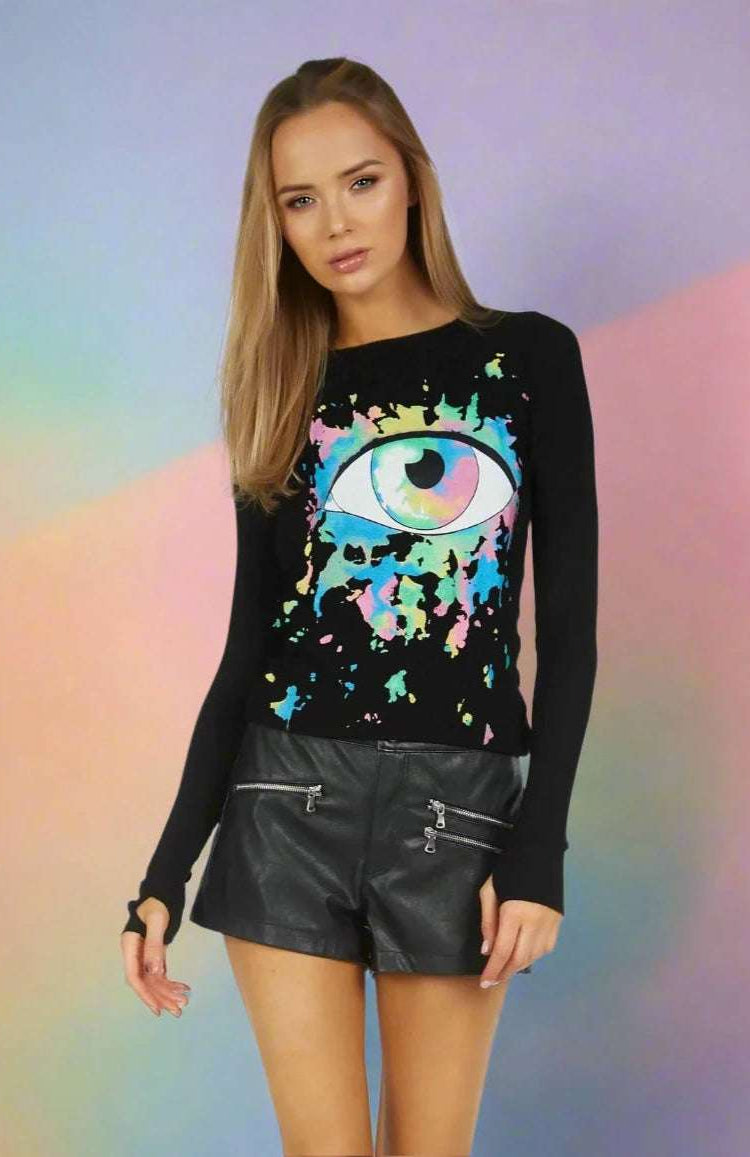 Lauren Moshi McKinley X Watercolor Eye Thermal Top Long Sleeved Top by Lauren Moshi as seen on celebrities