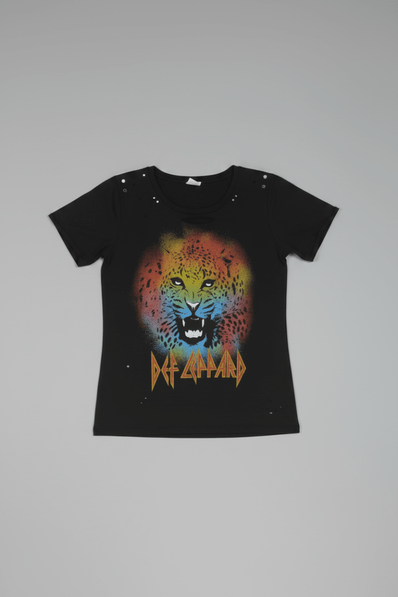 Shop Lauren Moshi Lauren Moshi Myra Def Leppard Leopard T-Shirt T-Shirt for women – premium loungewear and festival fashion at Spoiled Brat