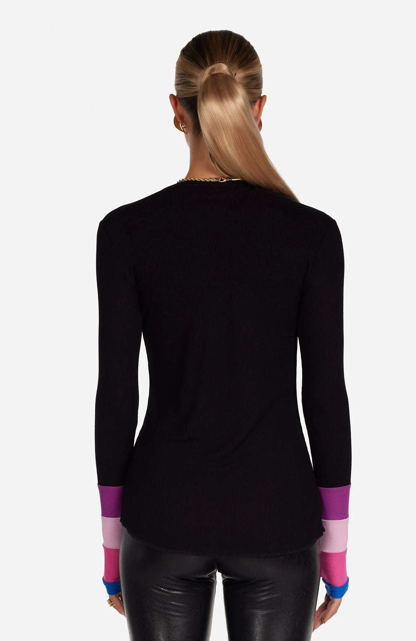 Shop Lauren Moshi Lauren Moshi Shyla Pink Ombre Lip Top Long Sleeved Top for women – premium loungewear and festival fashion at Spoiled Brat