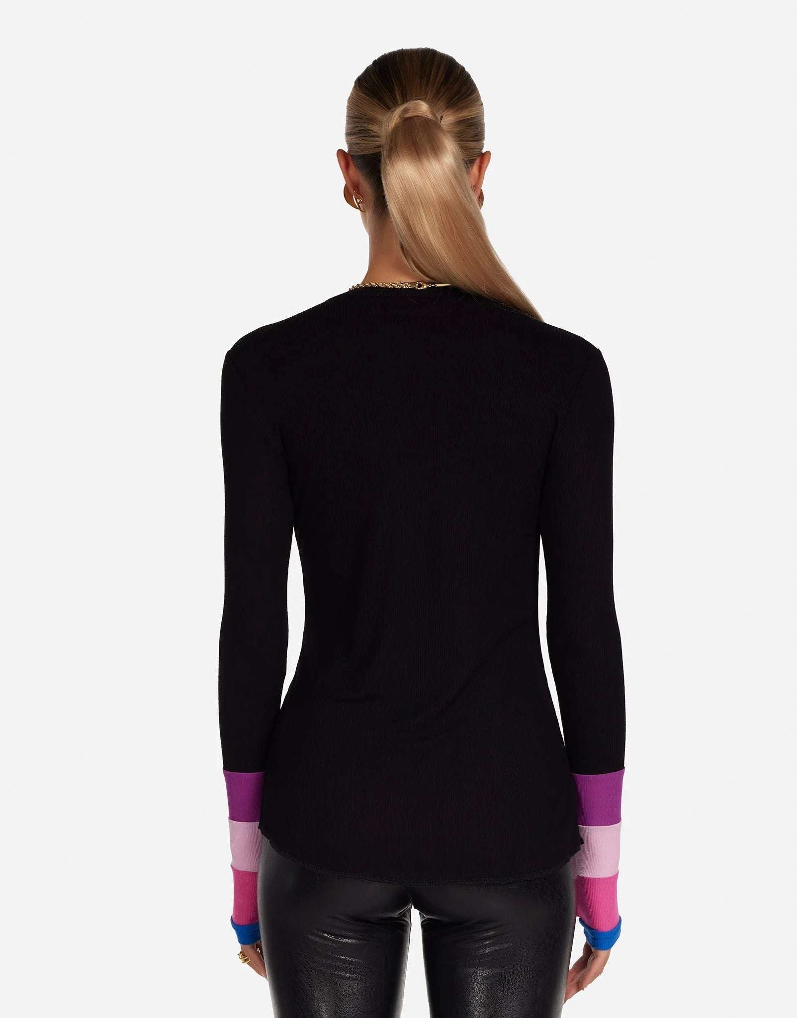 Shop Lauren Moshi Lauren Moshi Shyla Pink Ombre Lip Top Long Sleeved Top for women – premium loungewear and festival fashion at Spoiled Brat