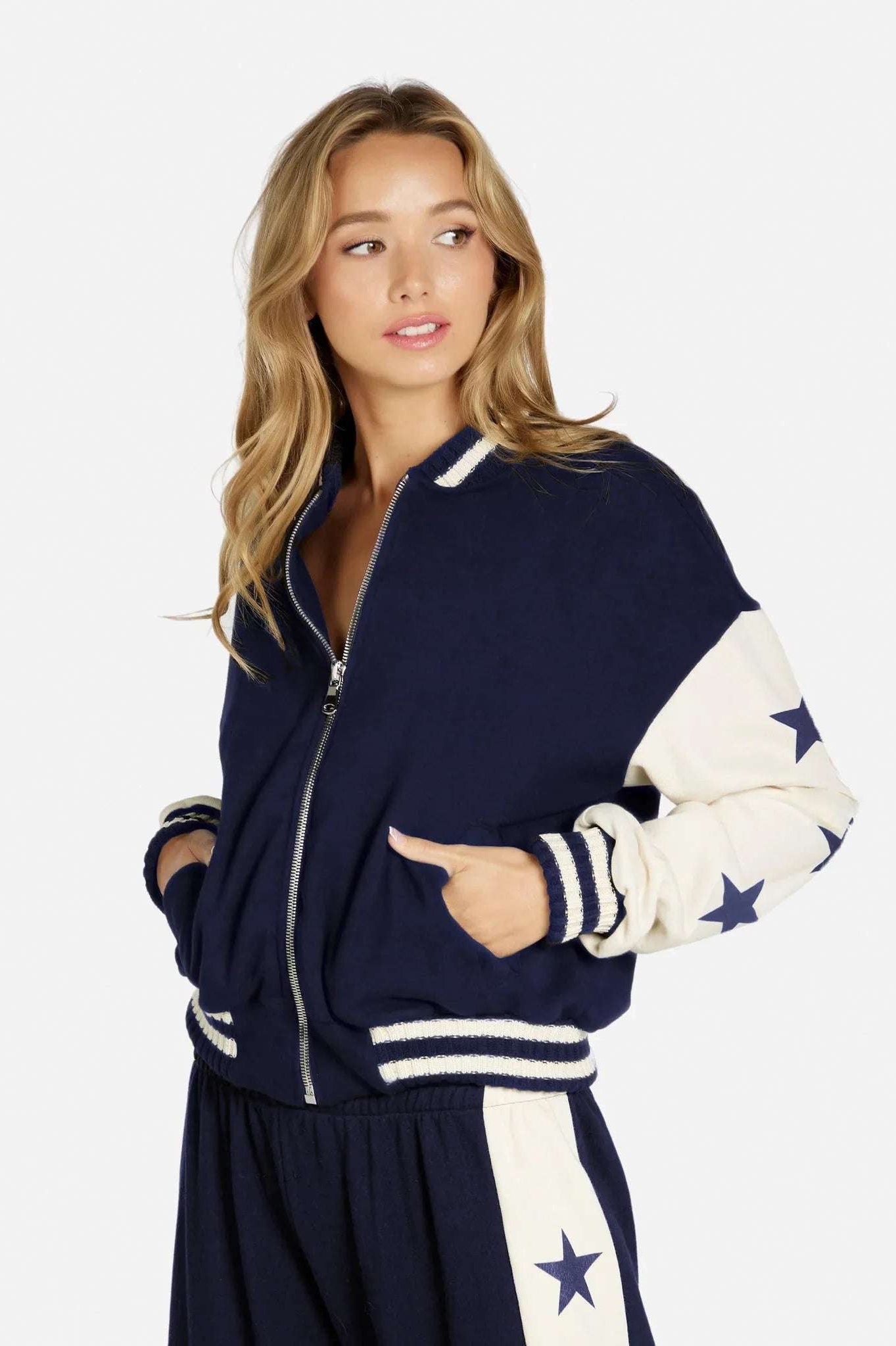 Shop Lauren Moshi Lauren Moshi Taissa Stars Zip Jacket Zip Up Hoodie for women – premium loungewear and festival fashion at Spoiled Brat