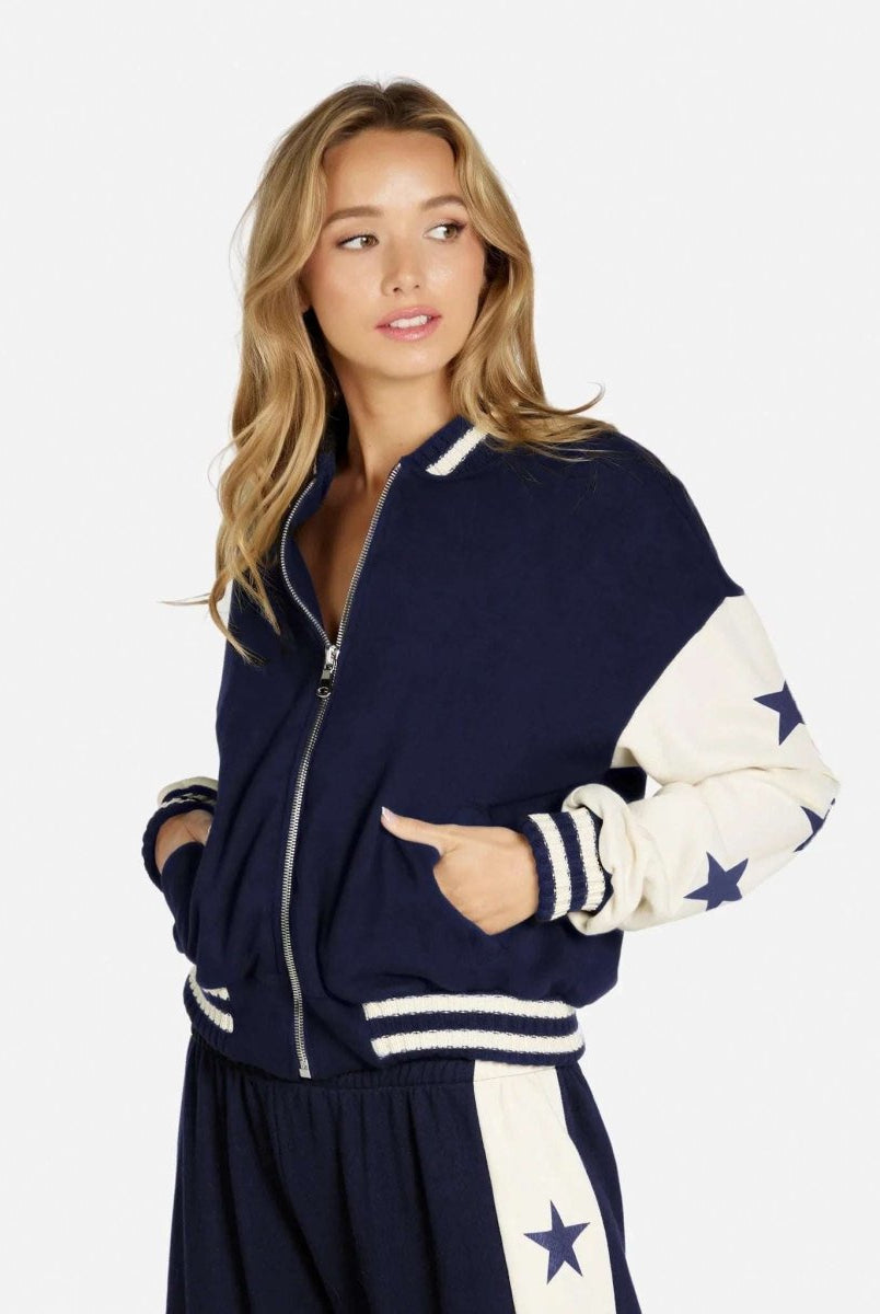 Shop Lauren Moshi Lauren Moshi Taissa Stars Zip Jacket Zip Up Hoodie for women – premium loungewear and festival fashion at Spoiled Brat