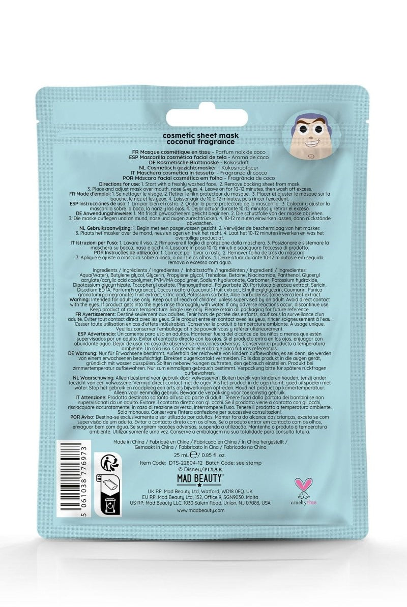 Shop Mad Beauty Toy Story Cosmetic Sheet Face Mask Buzz Lightyear Face Mask for women – premium loungewear and festival fashion at Spoiled Brat