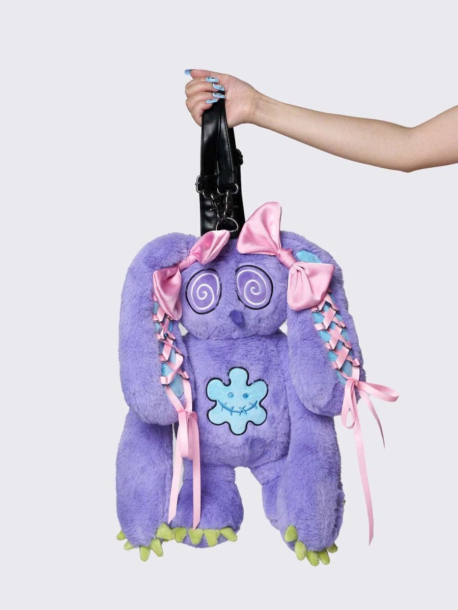 Shop Minga London Minga London x Ema Gaspar Bunny Plush Backpack Backpack for women – premium loungewear and festival fashion at Spoiled Brat