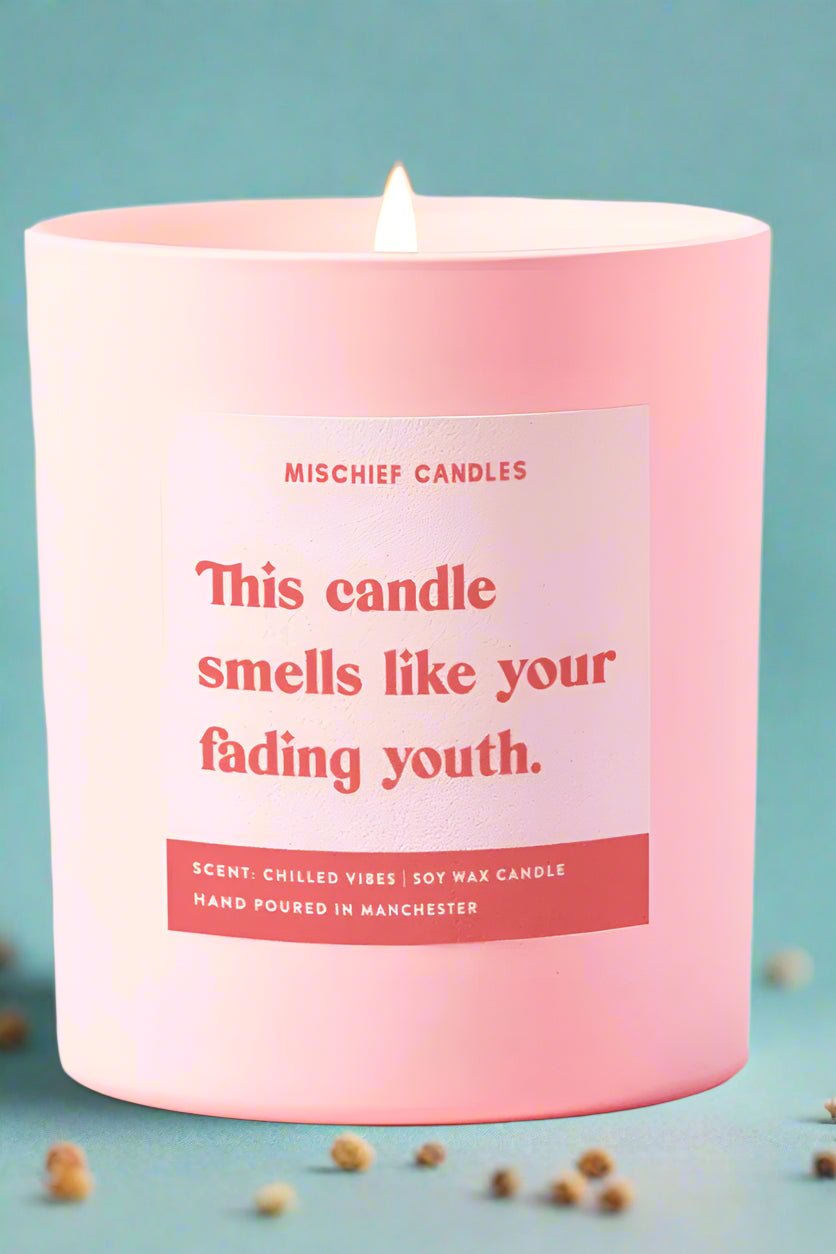 Shop Mischief Candles Funny Birthday Gift Soy Wax Candle Smells Like Your Fading Youth Candles for women – premium loungewear and festival fashion at Spoiled Brat