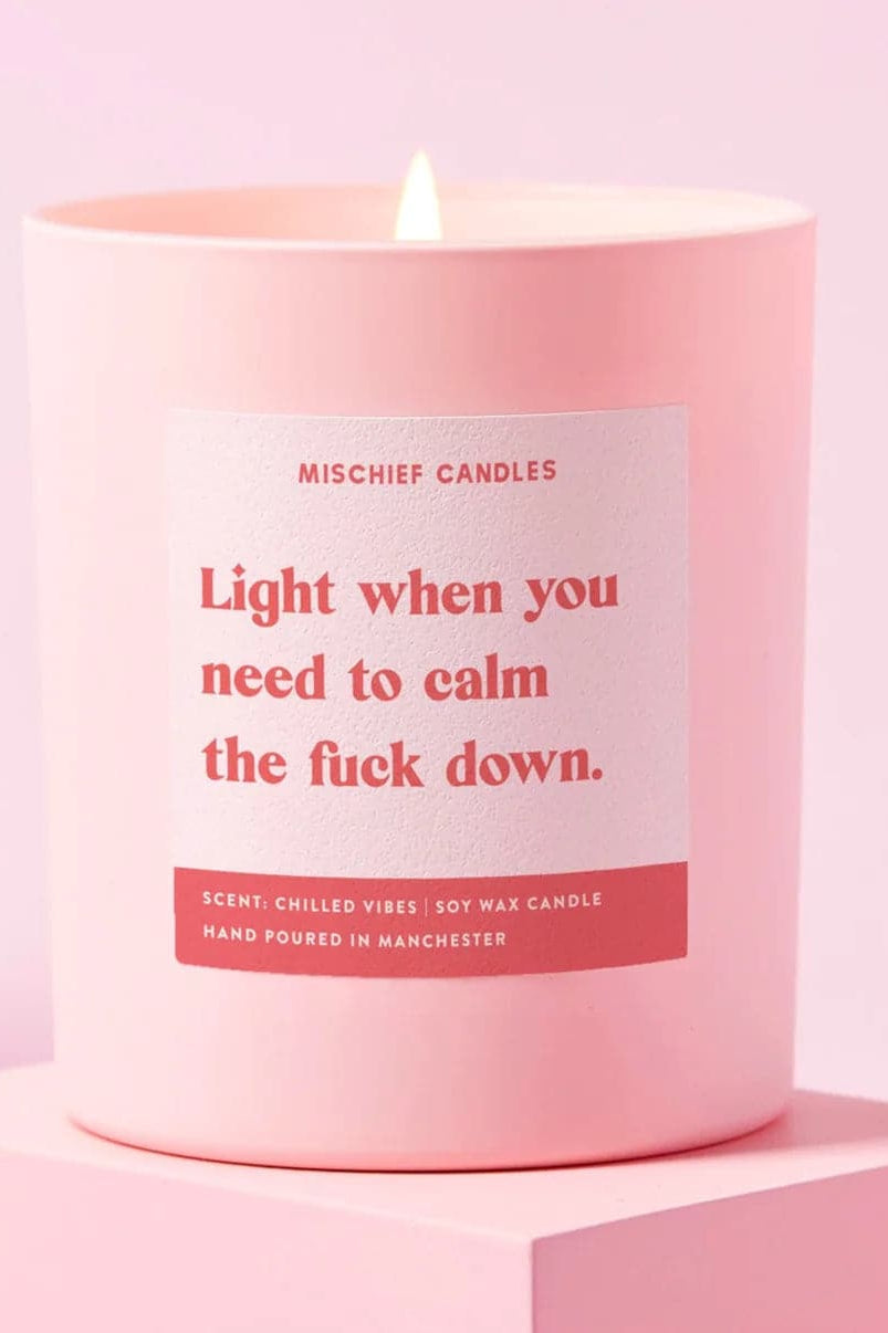 Shop Mischief Candles Funny Calm the Fuck Down Friendship Gift Funny Candle Candles for women – premium loungewear and festival fashion at Spoiled Brat