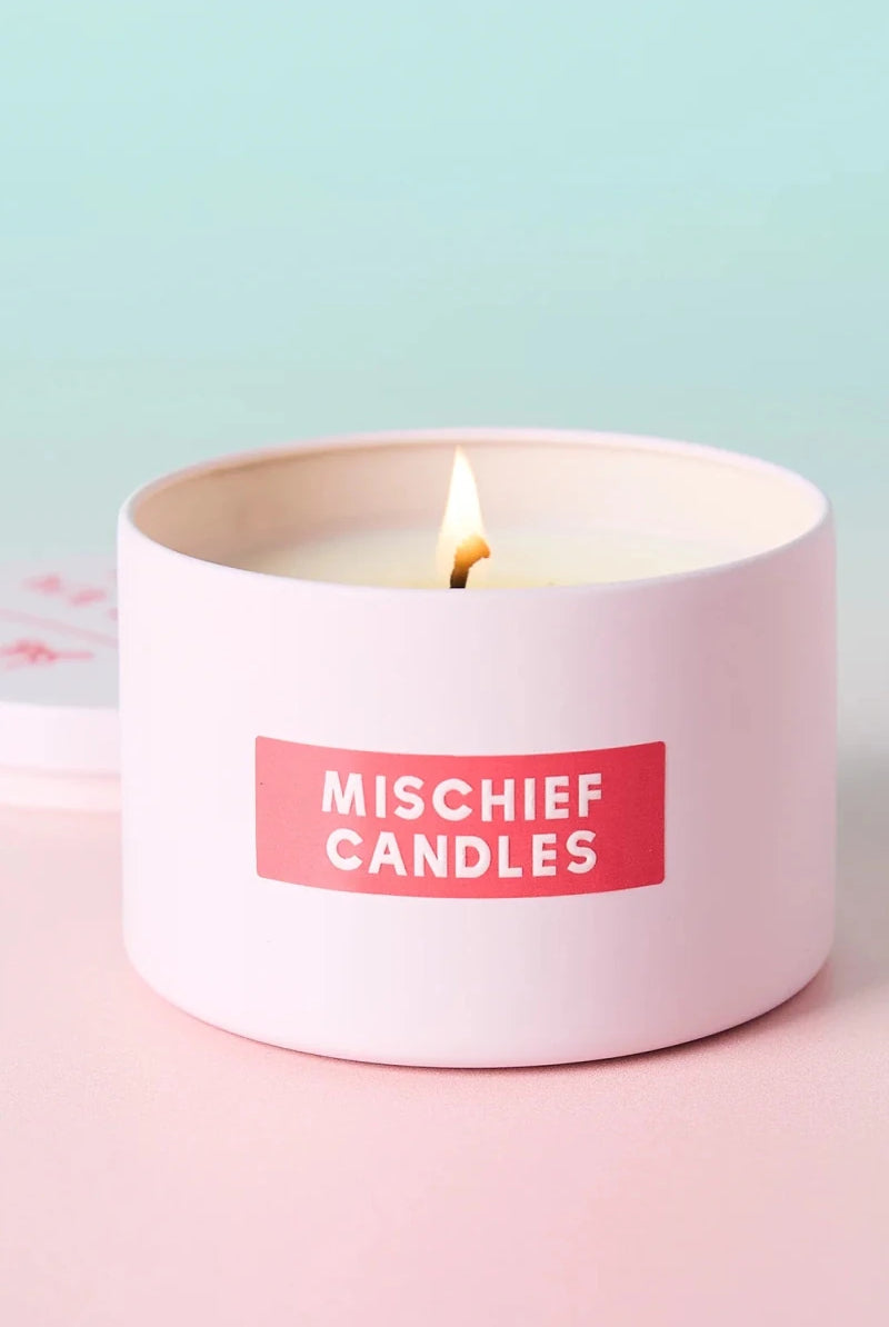 Shop Mischief Candles Hot Girls Do Pilates Pink Tin Candle Candles for women – premium loungewear and festival fashion at Spoiled Brat