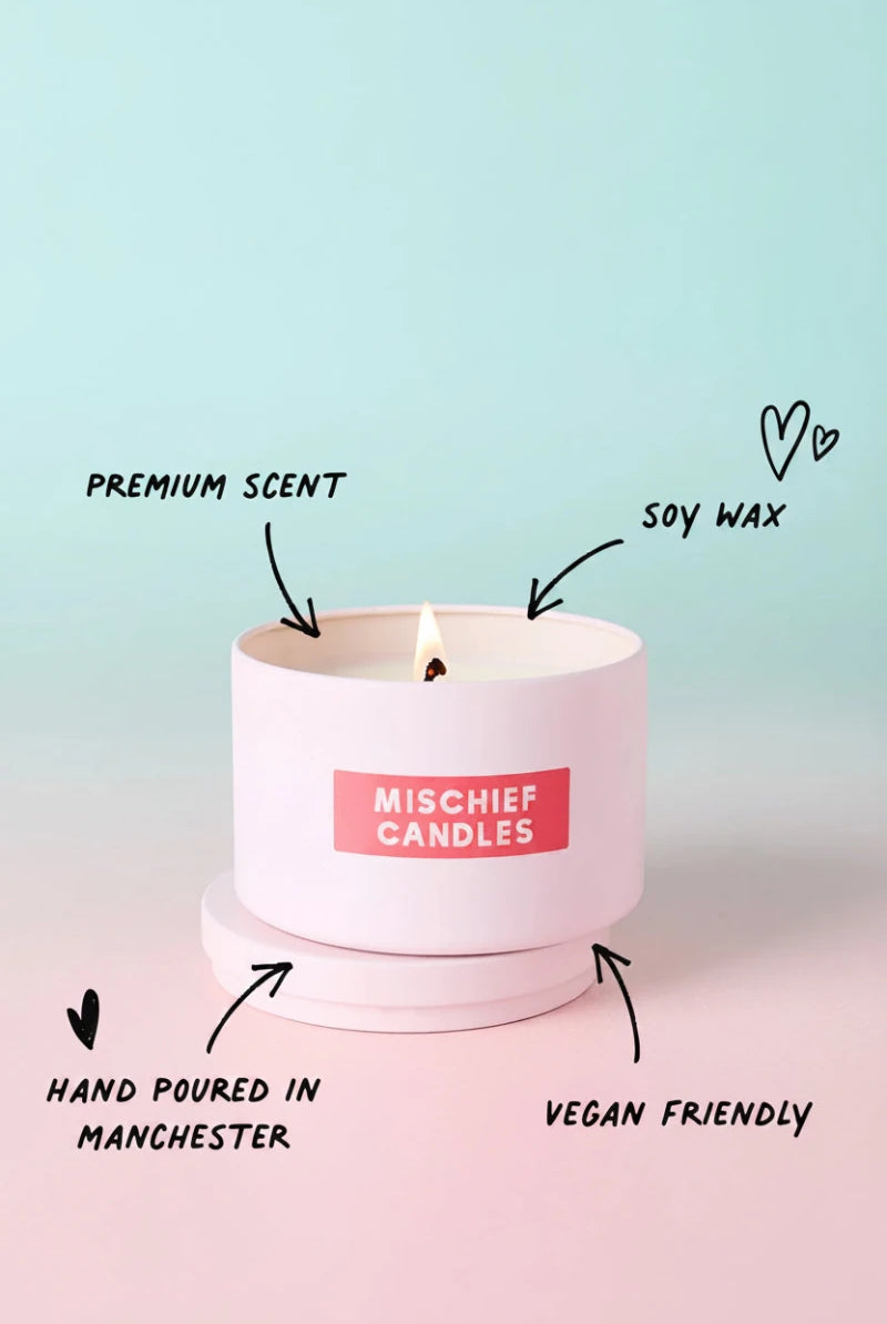 Shop Mischief Candles Hot Girls Do Pilates Pink Tin Candle Candles for women – premium loungewear and festival fashion at Spoiled Brat