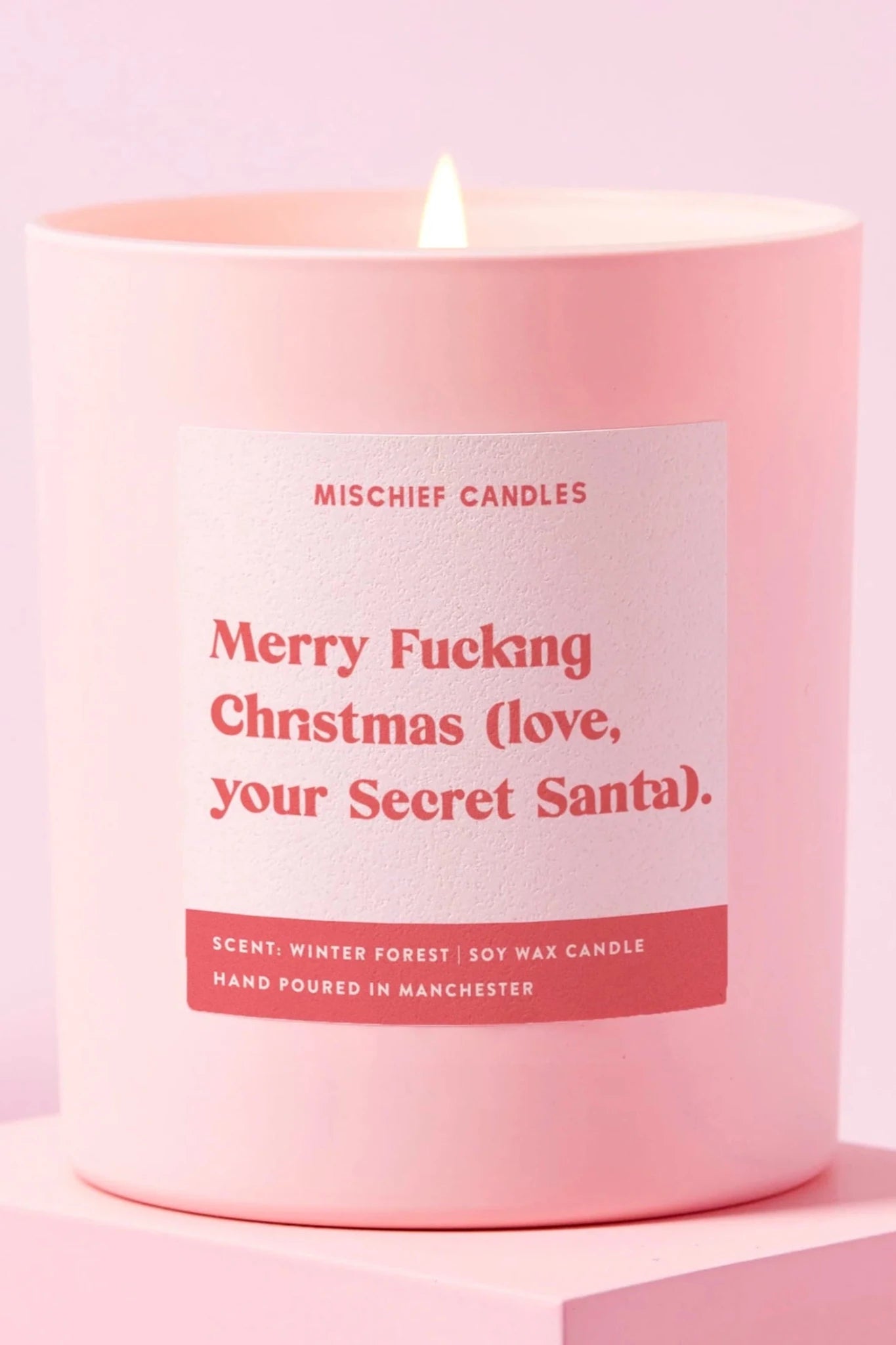 Love Your Secret Santa Scented Christmas Candle by Mischief Candles – Candles – Pink | Spoiled Brat UK
