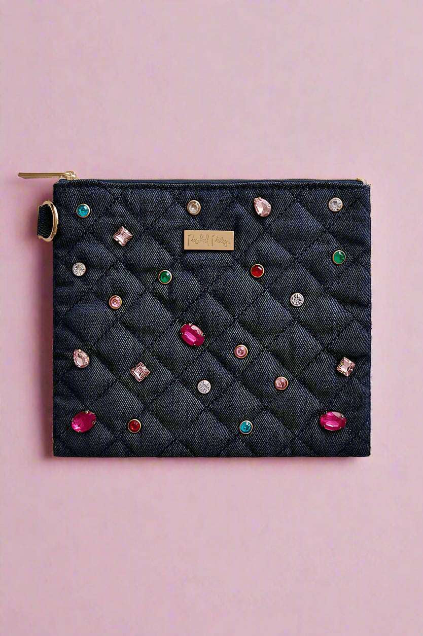 Shop Packed Party Packed Party Back to Fun Denim Everything Pouch Clutch Bag for women – premium loungewear and festival fashion at Spoiled Brat