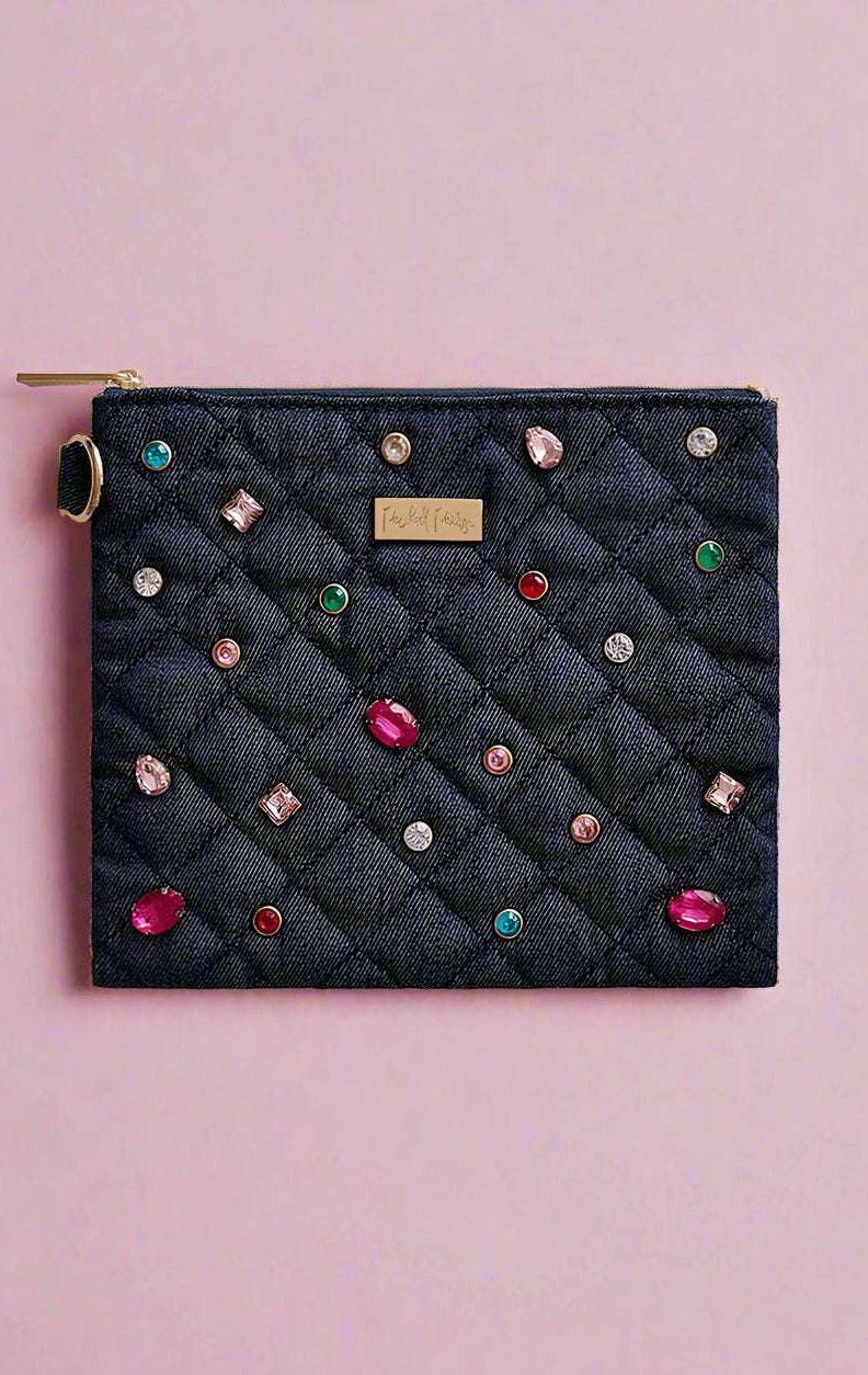 Shop Packed Party Packed Party Back to Fun Denim Everything Pouch Clutch Bag for women – premium loungewear and festival fashion at Spoiled Brat