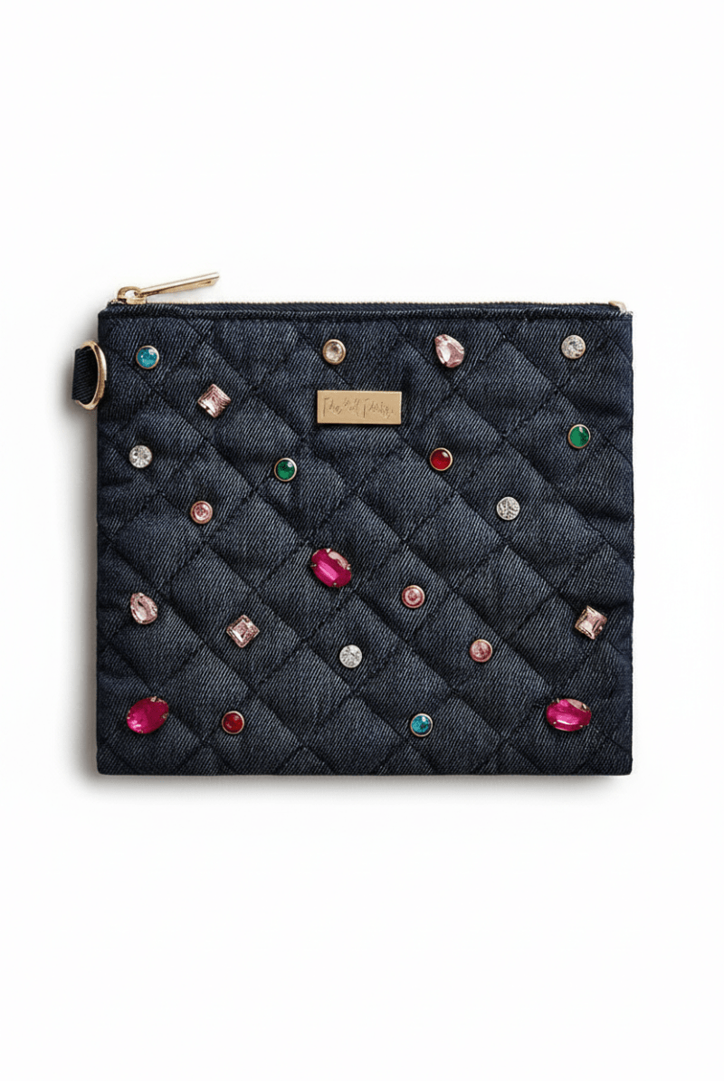 Shop Packed Party Packed Party Back to Fun Denim Everything Pouch Clutch Bag for women – premium loungewear and festival fashion at Spoiled Brat