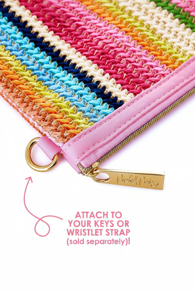 Shop Packed Party Packed Party Bring On The Fun Luxe Woven Rainbow Everything Pouch Bag Clutch Bag for women – premium loungewear and festival fashion at Spoiled Brat