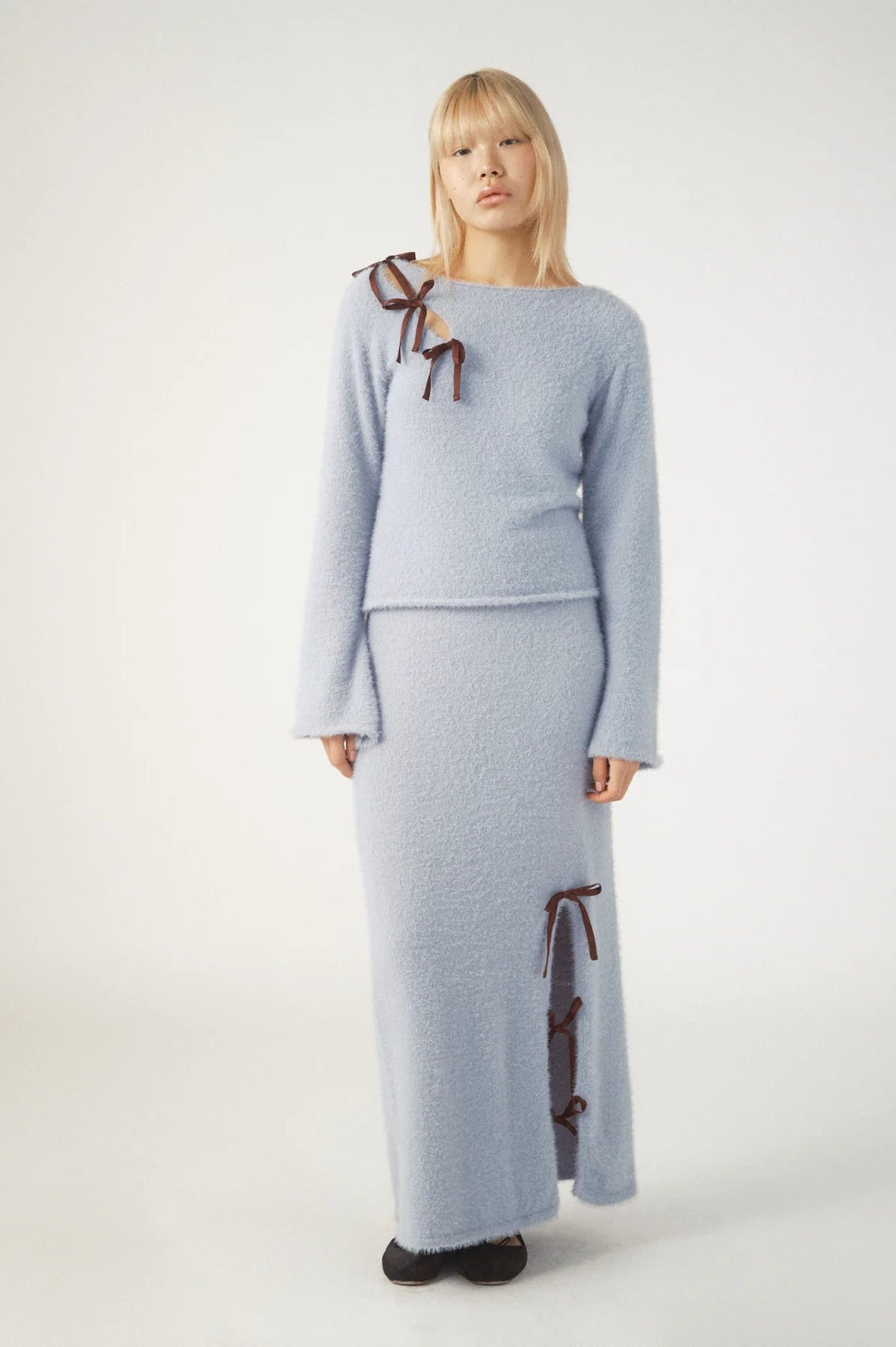 Shop Pixie and Peach Pixie & Peach Chloe Cosy Bow Maxi Skirt Maxi Skirt for women – premium loungewear and festival fashion at Spoiled Brat