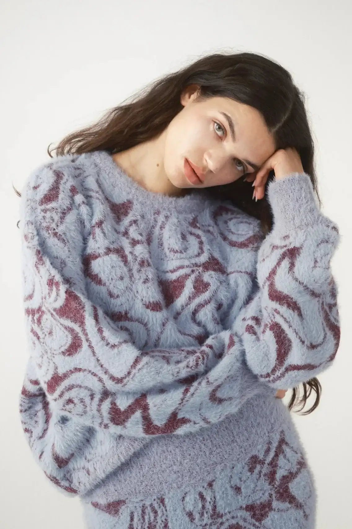 Shop Pixie and Peach Pixie & Peach Hope Jacquard Knitted Jumper Hoodie for women – premium loungewear and festival fashion at Spoiled Brat