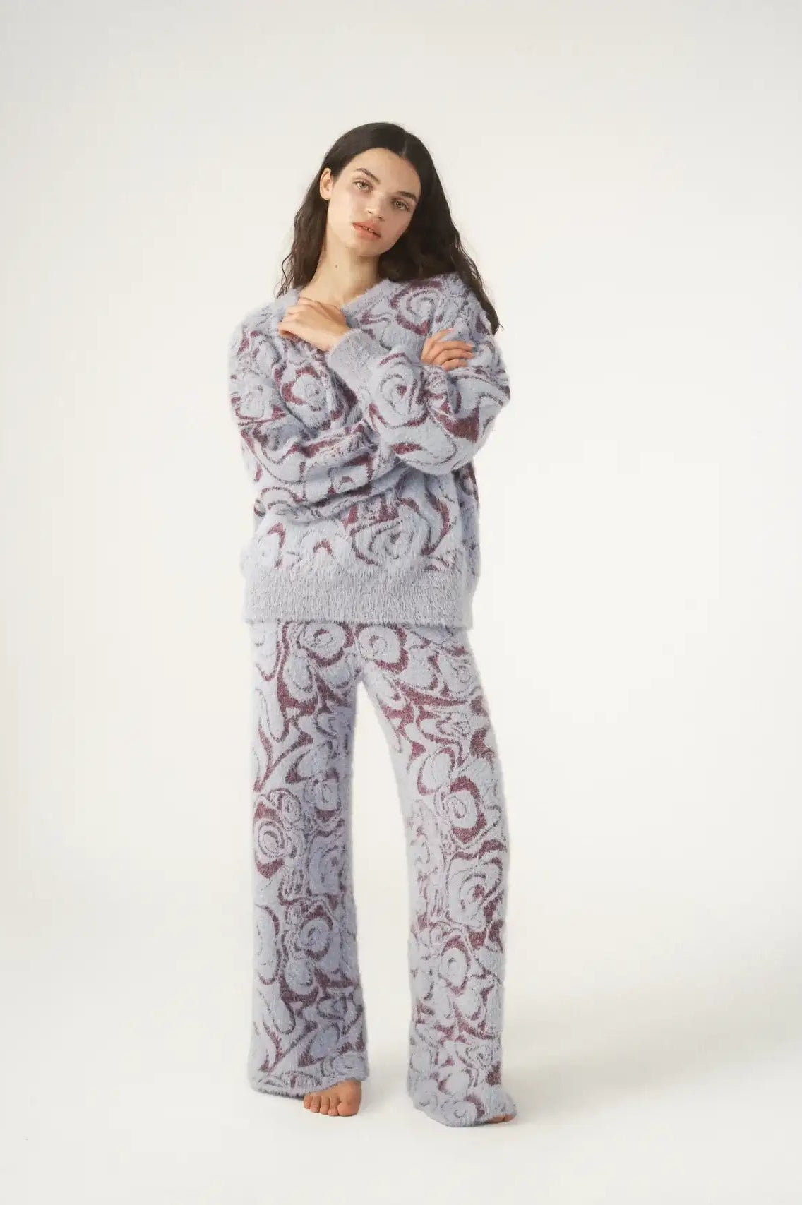 Shop Pixie and Peach Pixie & Peach Hope Jacquard Knitted Jumper Hoodie for women – premium loungewear and festival fashion at Spoiled Brat