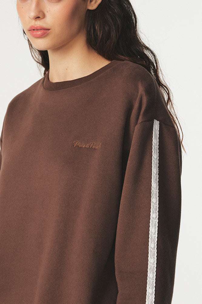 Shop Pixie and Peach Pixie & Peach Pixie Lace Sweatshirt Sweater for women – premium loungewear and festival fashion at Spoiled Brat