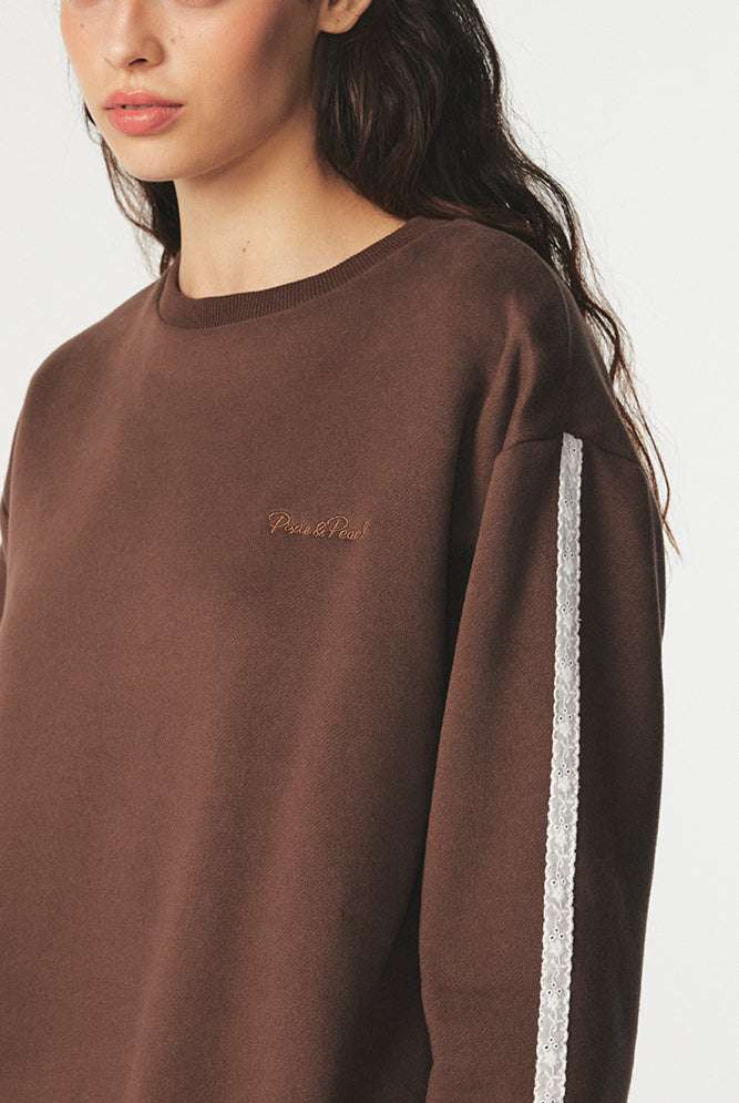 Shop Pixie and Peach Pixie & Peach Pixie Lace Sweatshirt Sweater for women – premium loungewear and festival fashion at Spoiled Brat