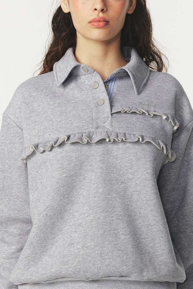 Shop Pixie and Peach Pixie & Peach Serena Polo Sweatshirt Sweater for women – premium loungewear and festival fashion at Spoiled Brat