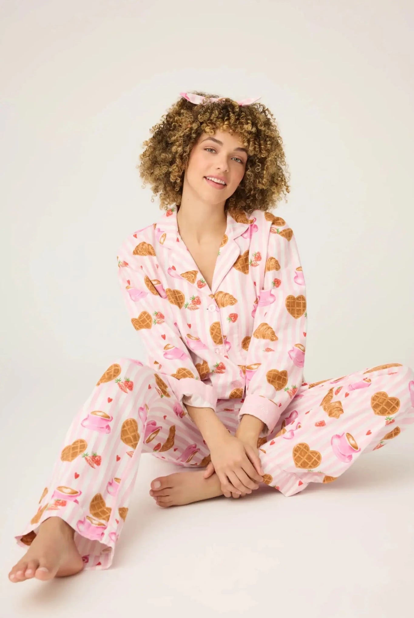 Shop PJ Salvage PJ Salvage Brunch Club Breakfast 3 - Piece Flannel PJ Set Pyjamas for women – premium loungewear and festival fashion at Spoiled Brat