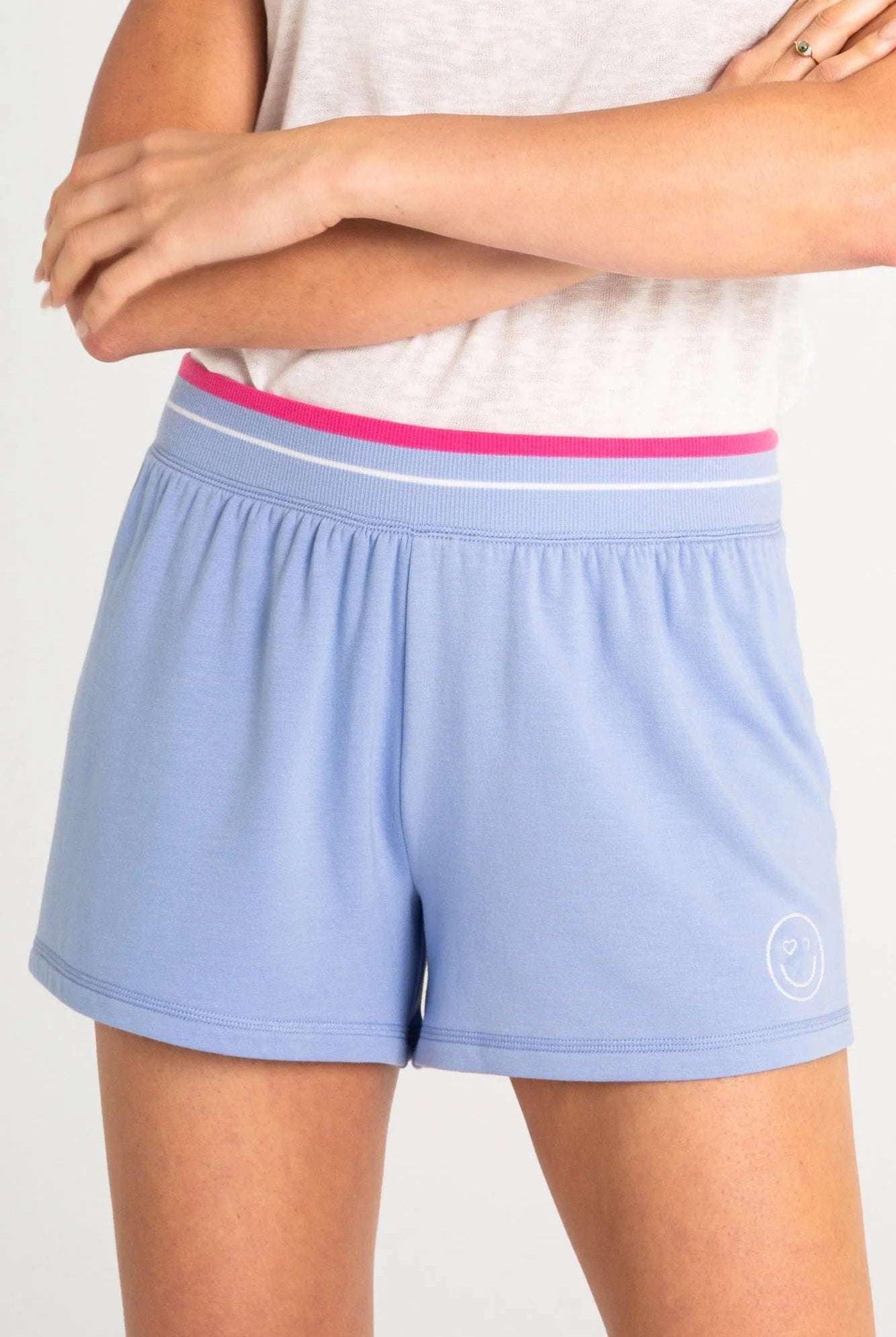 Shop PJ Salvage PJ Salvage Choose Happy Blue PJ Shorts Pyjamas for women – premium loungewear and festival fashion at Spoiled Brat