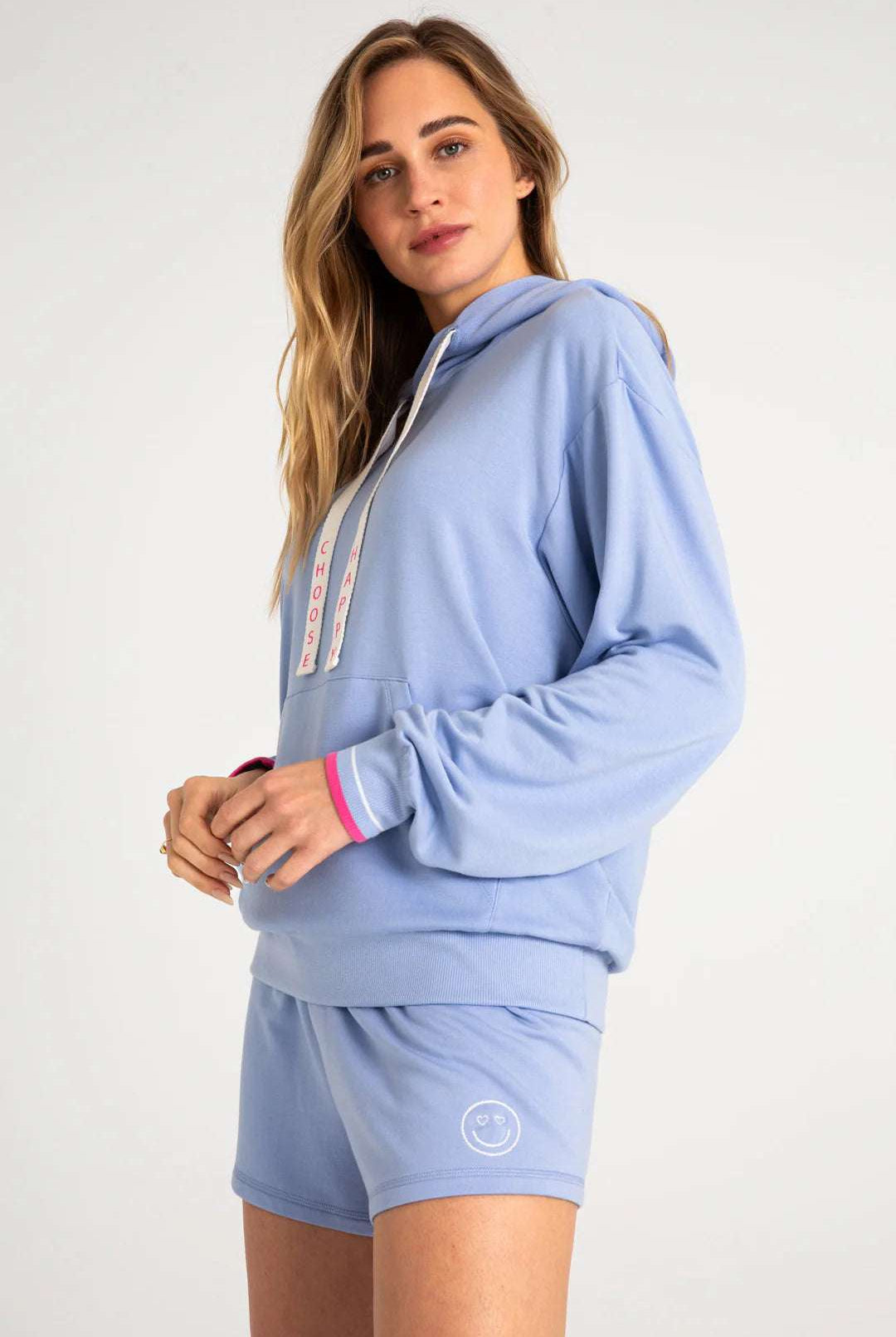 Shop PJ Salvage PJ Salvage Choose Happy Long Sleeve Hooded Top Hooded Sweatshirt for women – premium loungewear and festival fashion at Spoiled Brat