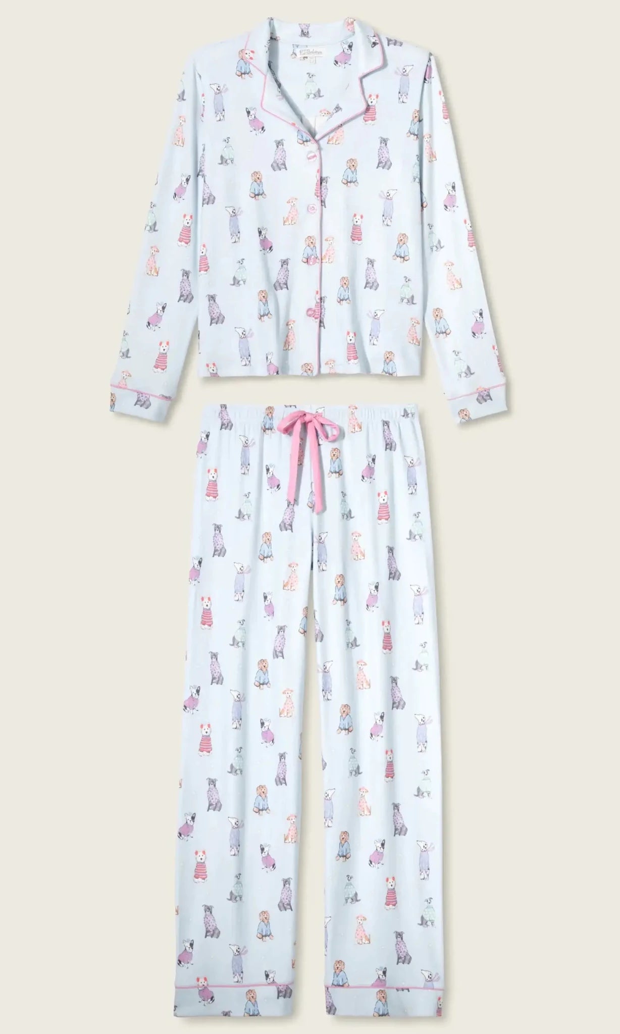 PJ Salvage Doggone Cold Dog Print Pointelle PJ Set by PJ Salvage – Pyjamas – Blue | Spoiled Brat UK