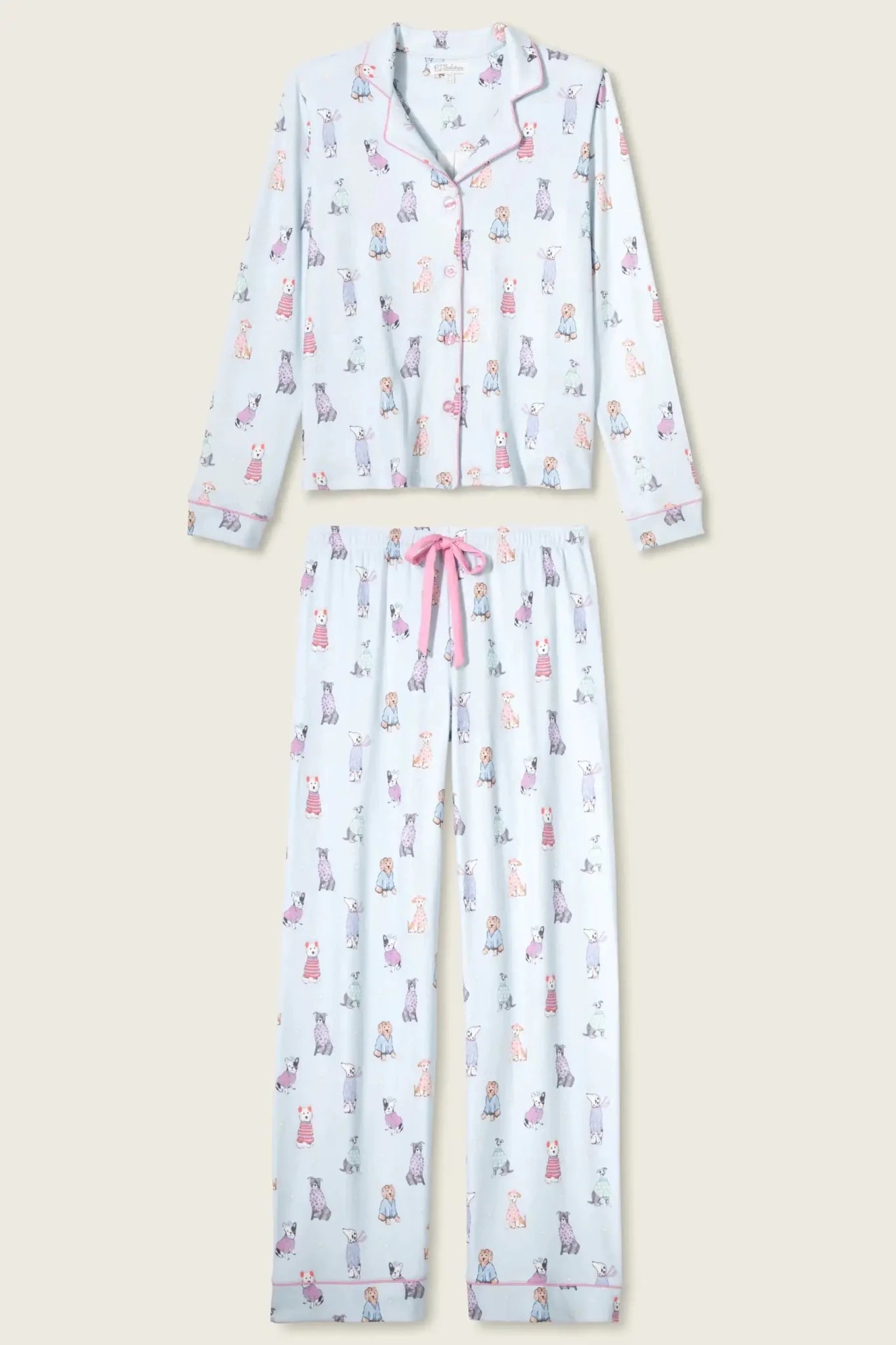 PJ Salvage Doggone Cold Dog Print Pointelle PJ Set by PJ Salvage – Pyjamas – Blue | Spoiled Brat UK