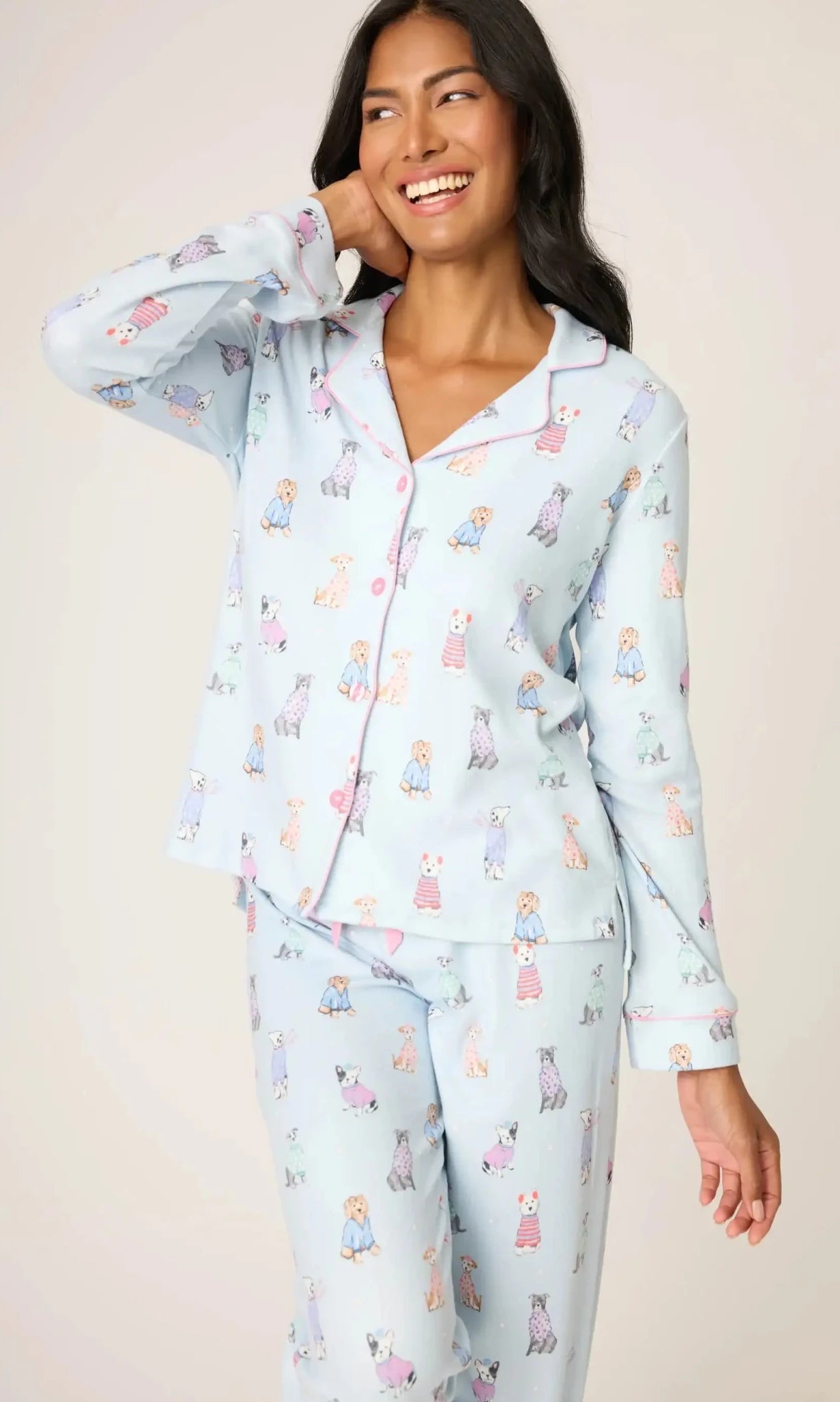 PJ Salvage Doggone Cold Dog Print Pointelle PJ Set by PJ Salvage – Pyjamas – Blue | Spoiled Brat UK
