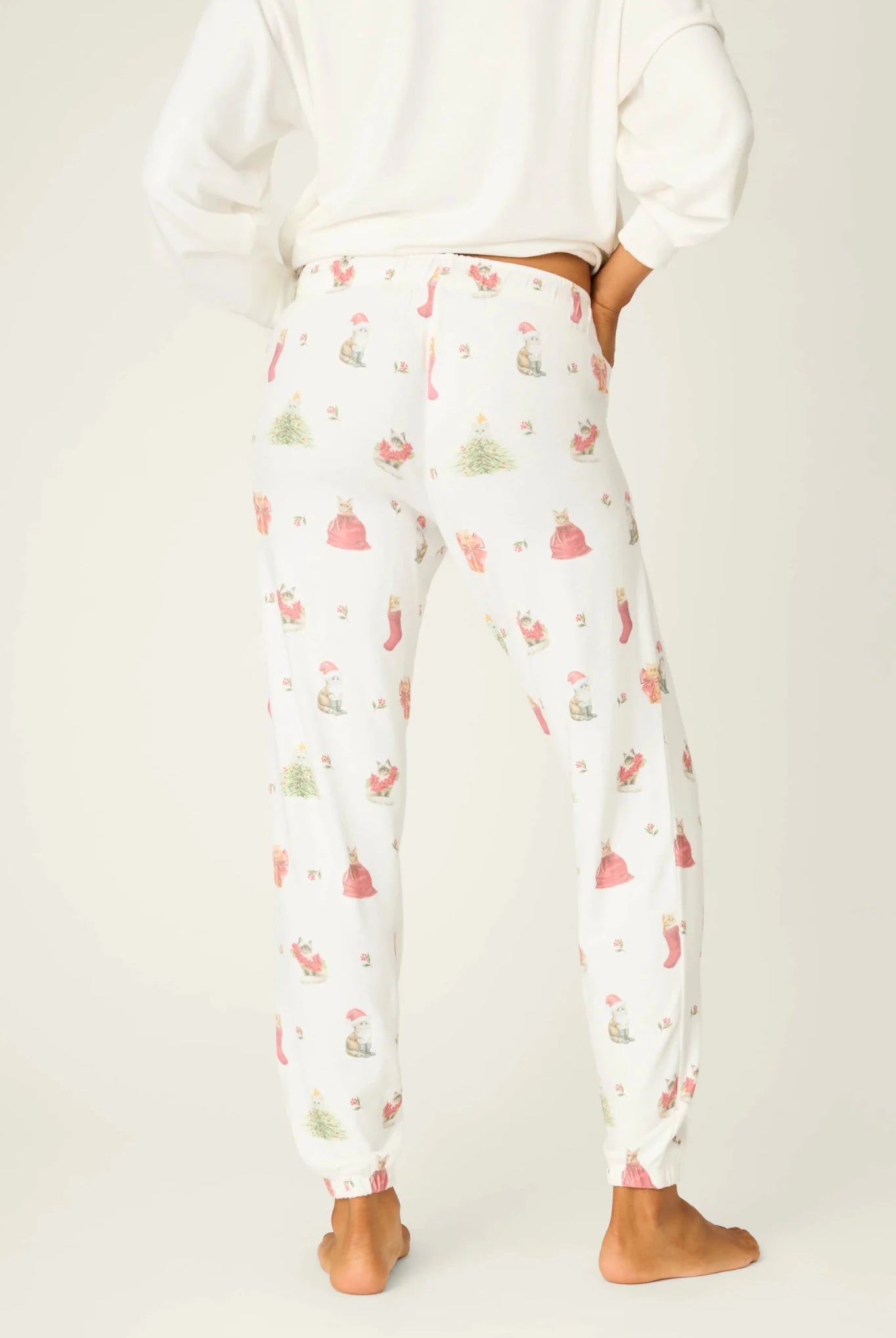 Shop PJ Salvage PJ Salvage Feline Festive Cat Print Banded PJ Pants as seen on Chloe Sims Pyjamas for women – premium loungewear and festival fashion at Spoiled Brat