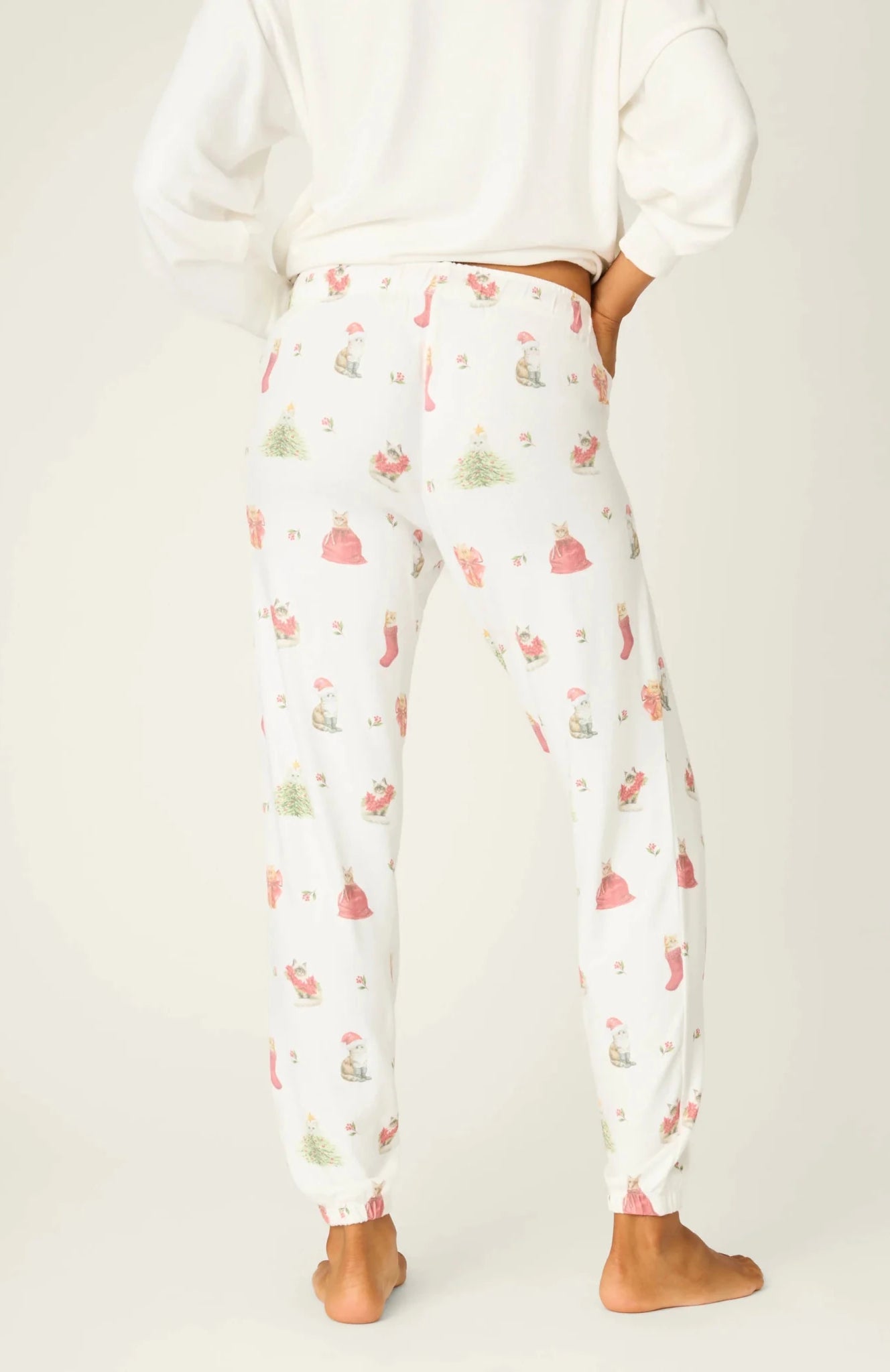 Shop PJ Salvage PJ Salvage Feline Festive Cat Print Banded PJ Pants as seen on Chloe Sims Pyjamas for women – premium loungewear and festival fashion at Spoiled Brat