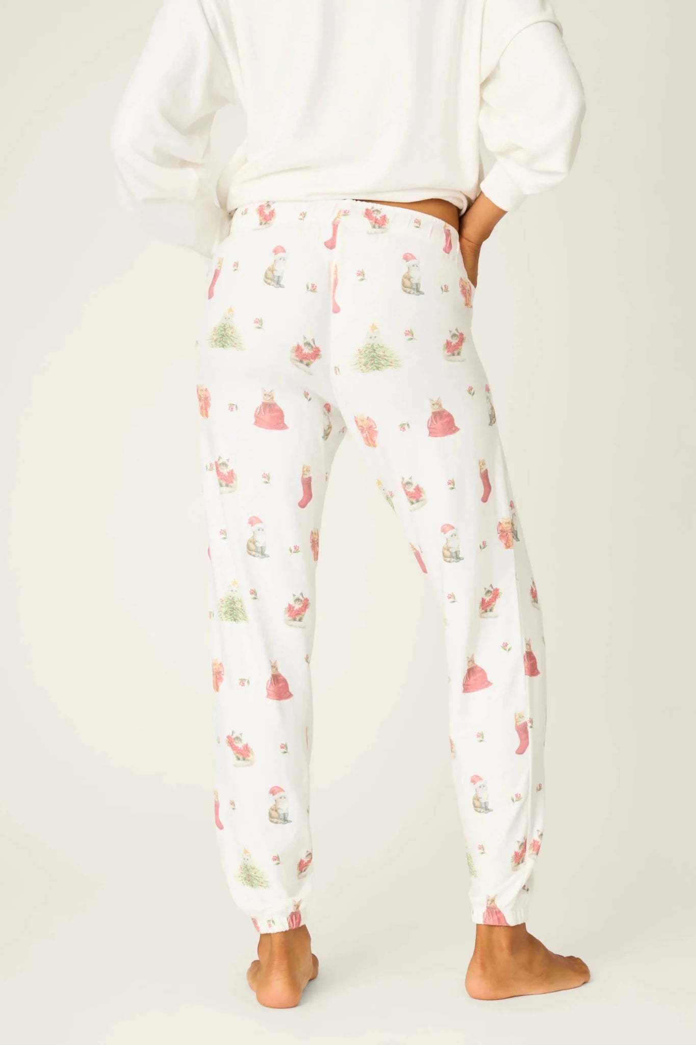 Shop PJ Salvage PJ Salvage Feline Festive Cat Print Banded PJ Pants as seen on Chloe Sims Pyjamas for women – premium loungewear and festival fashion at Spoiled Brat