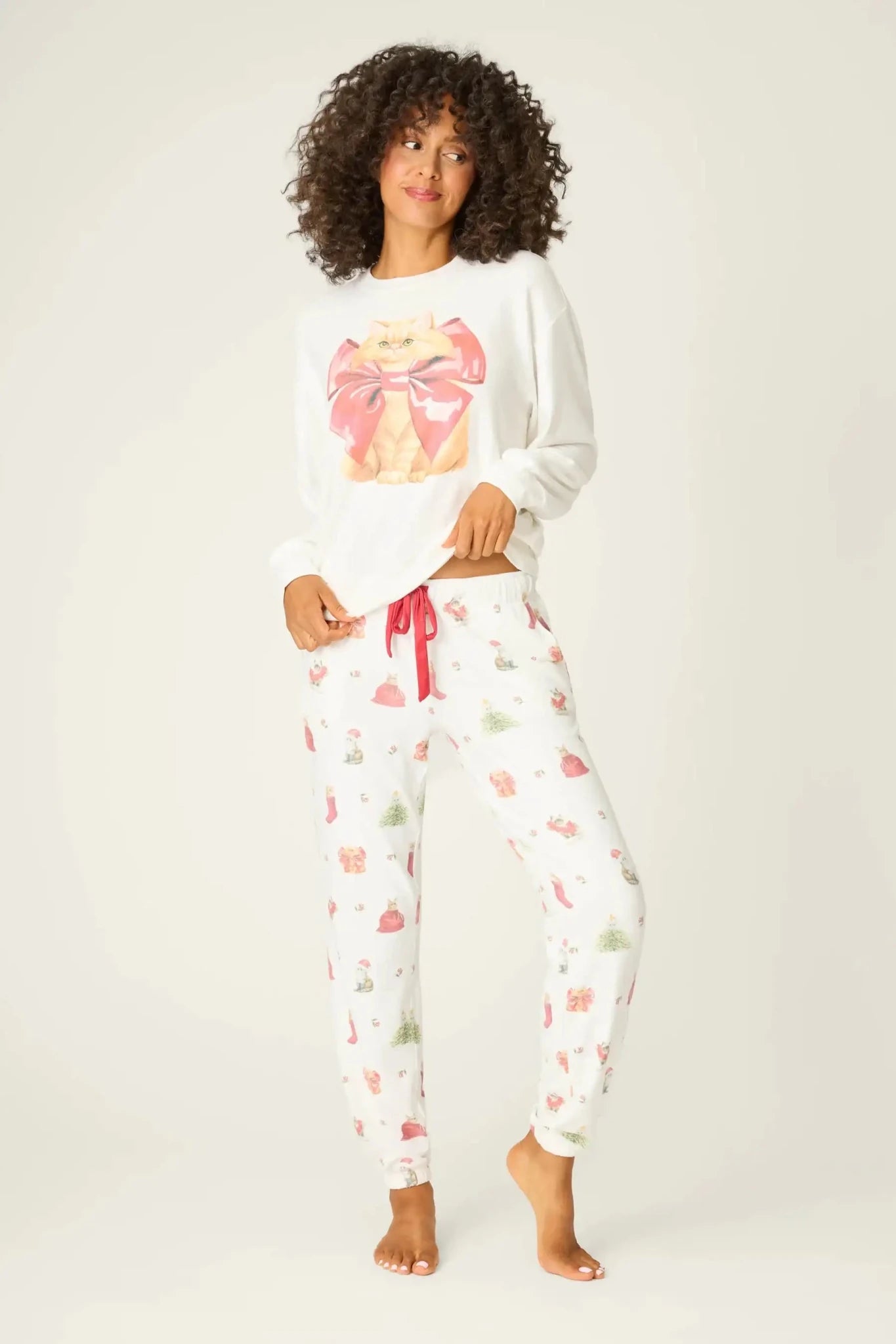 Shop PJ Salvage PJ Salvage Feline Festive Cat Print Banded PJ Pants as seen on Chloe Sims Pyjamas for women – premium loungewear and festival fashion at Spoiled Brat