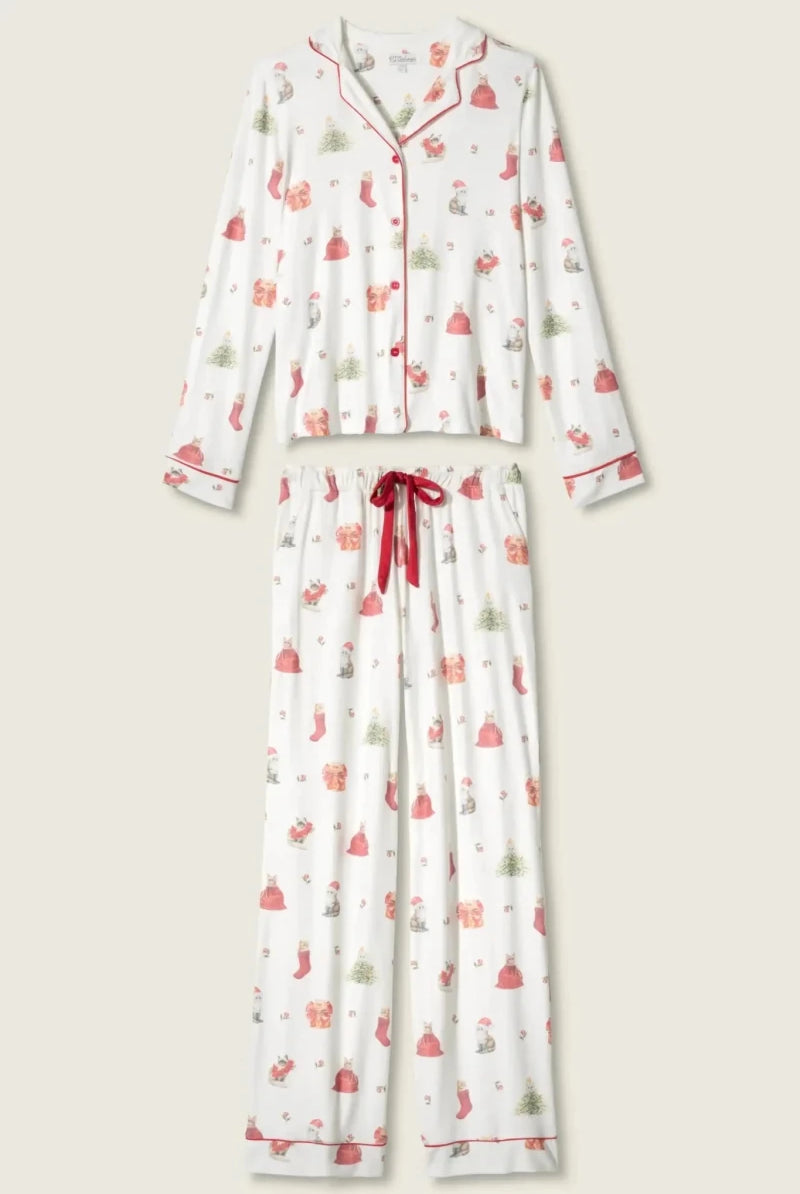 Shop PJ Salvage PJ Salvage Feline Festive Cat Print Christmas PJ Set Pyjamas for women – premium loungewear and festival fashion at Spoiled Brat