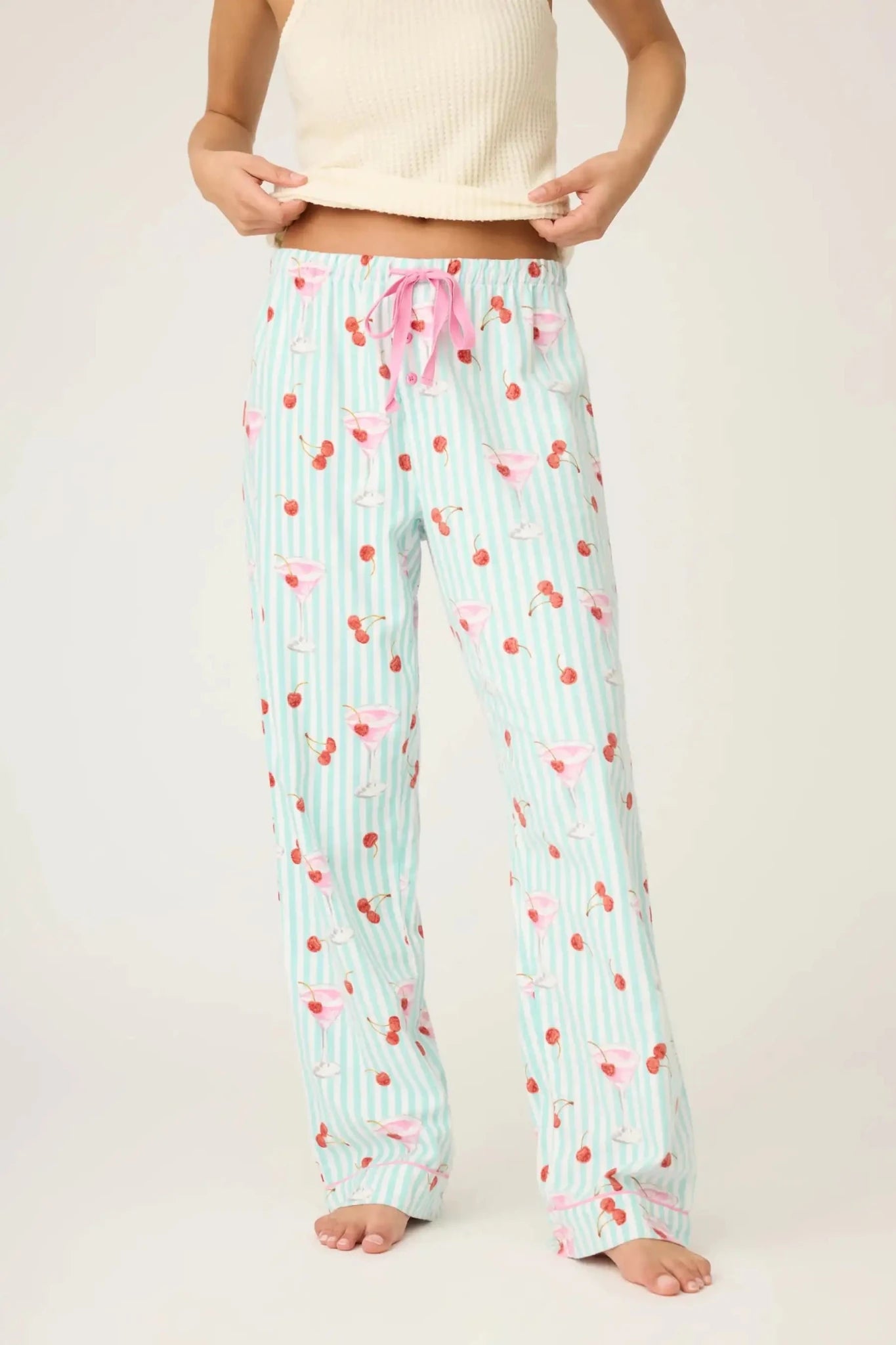 PJ Salvage Ma Cherie Cherry Print Flannel PJ Pants by PJ Salvage – Pyjamas – Blue | Spoiled Brat UK