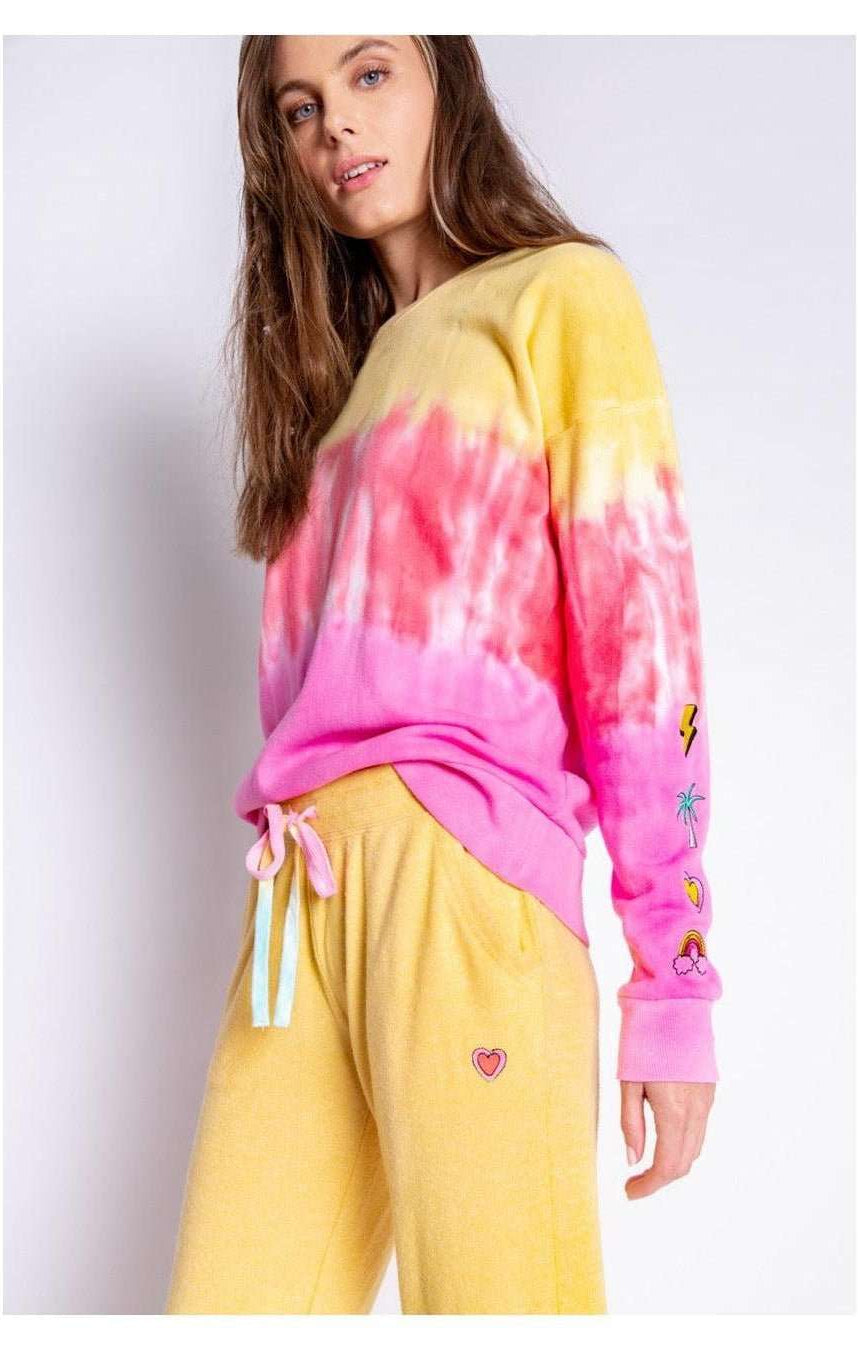 PJ Salvage One Love Ombre Tie Dye Crew Neck Long Sleeve Sweater Sweater by PJ Salvage as seen on celebrities