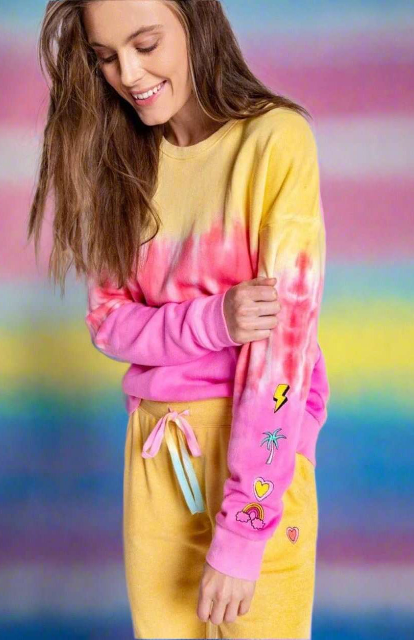 PJ Salvage One Love Ombre Tie Dye Crew Neck Long Sleeve Sweater Sweater by PJ Salvage as seen on celebrities