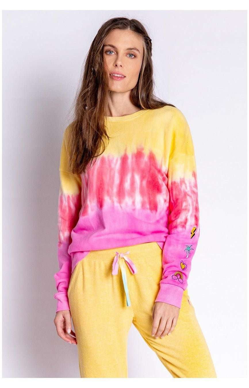 PJ Salvage One Love Ombre Tie Dye Crew Neck Long Sleeve Sweater Sweater by PJ Salvage as seen on celebrities