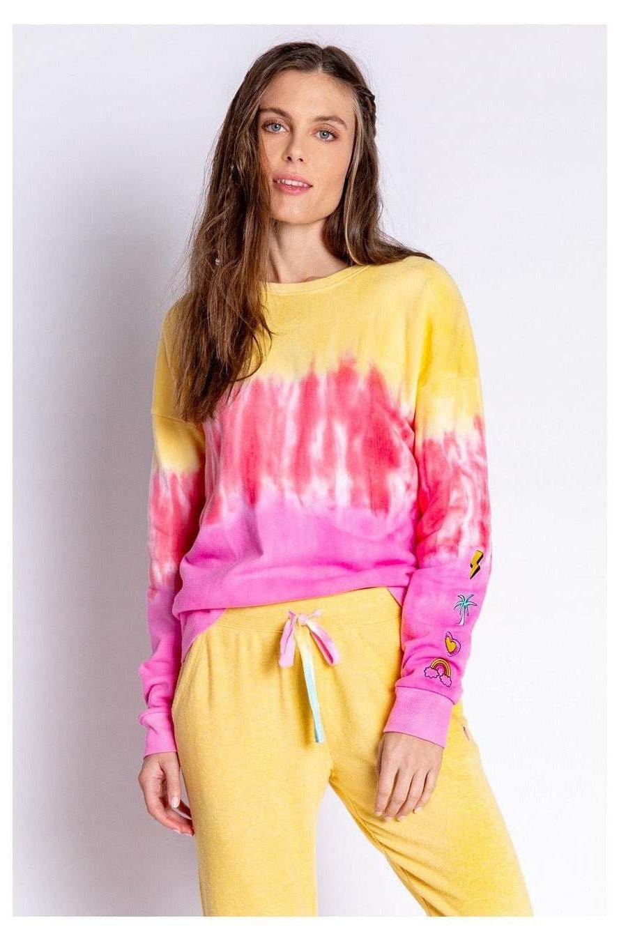 PJ Salvage One Love Ombre Tie Dye Crew Neck Long Sleeve Sweater Sweater by PJ Salvage as seen on celebrities