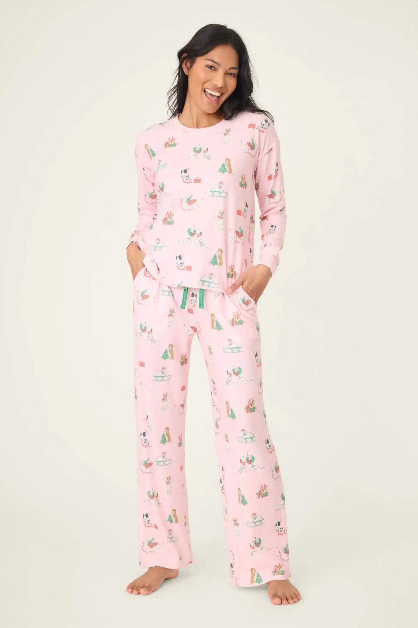 PJ Salvage Peace & Pawlidays Dog Print PJ Top by PJ Salvage – Pyjamas – Pink | Spoiled Brat UK