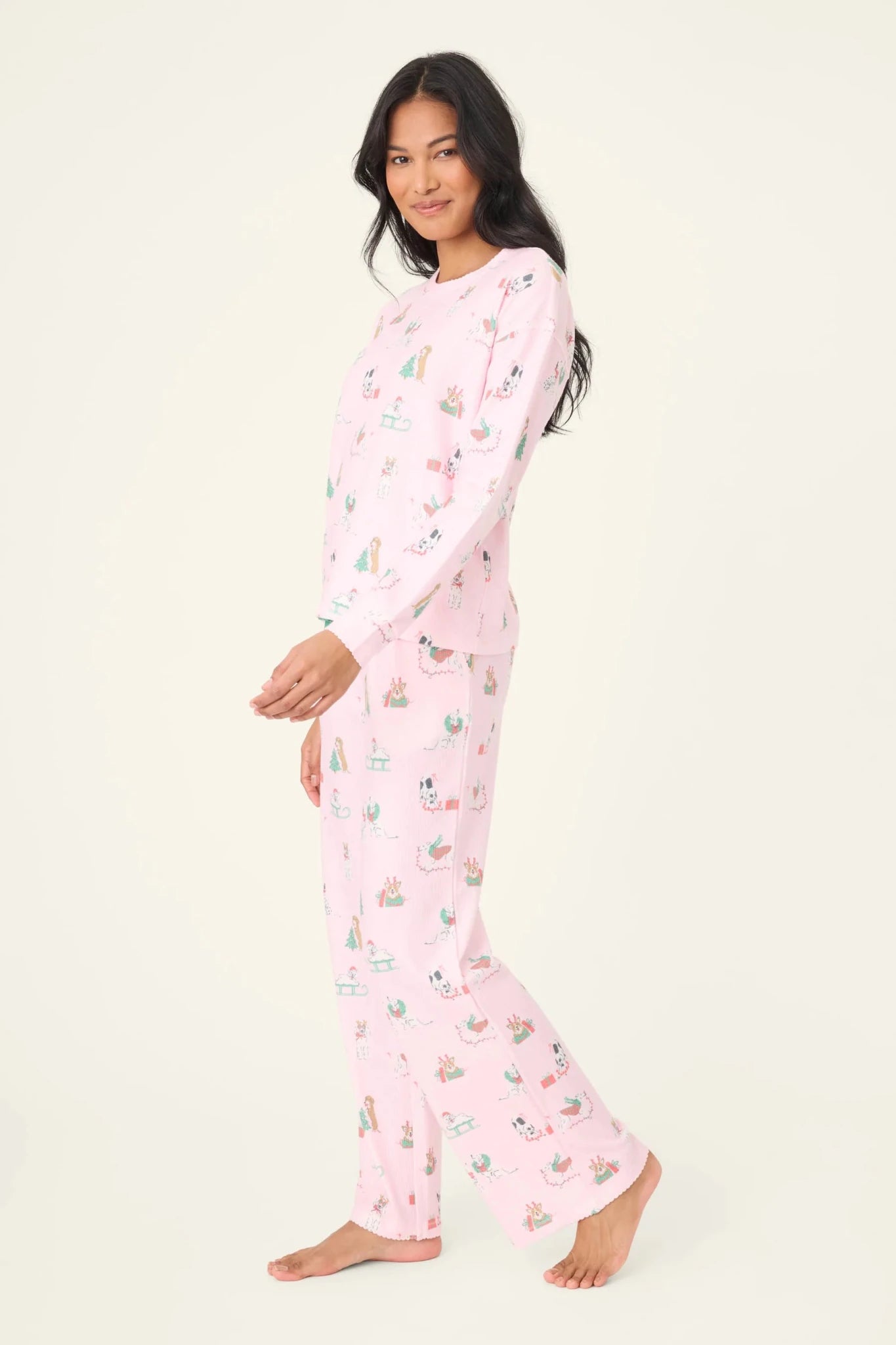 PJ Salvage Peace & Pawlidays Dog Print PJ Top by PJ Salvage – Pyjamas – Pink | Spoiled Brat UK