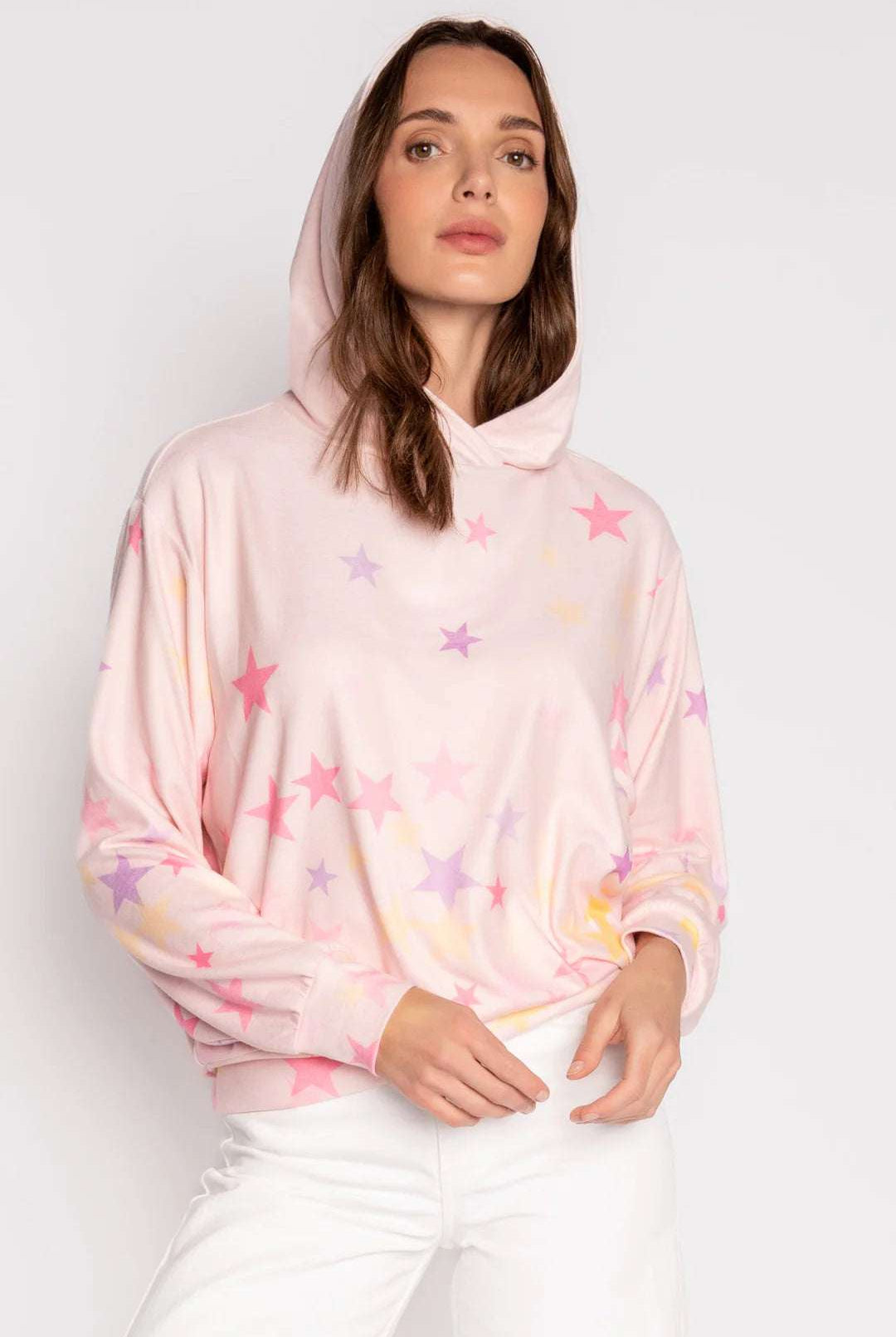 Shop PJ Salvage PJ Salvage Peach Party Star Hoodie Hoodie for women – premium loungewear and festival fashion at Spoiled Brat