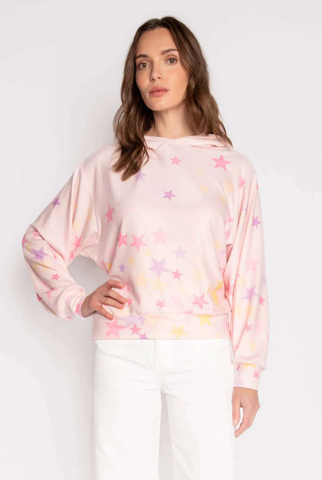 Shop PJ Salvage PJ Salvage Peach Party Star Hoodie Hoodie for women – premium loungewear and festival fashion at Spoiled Brat