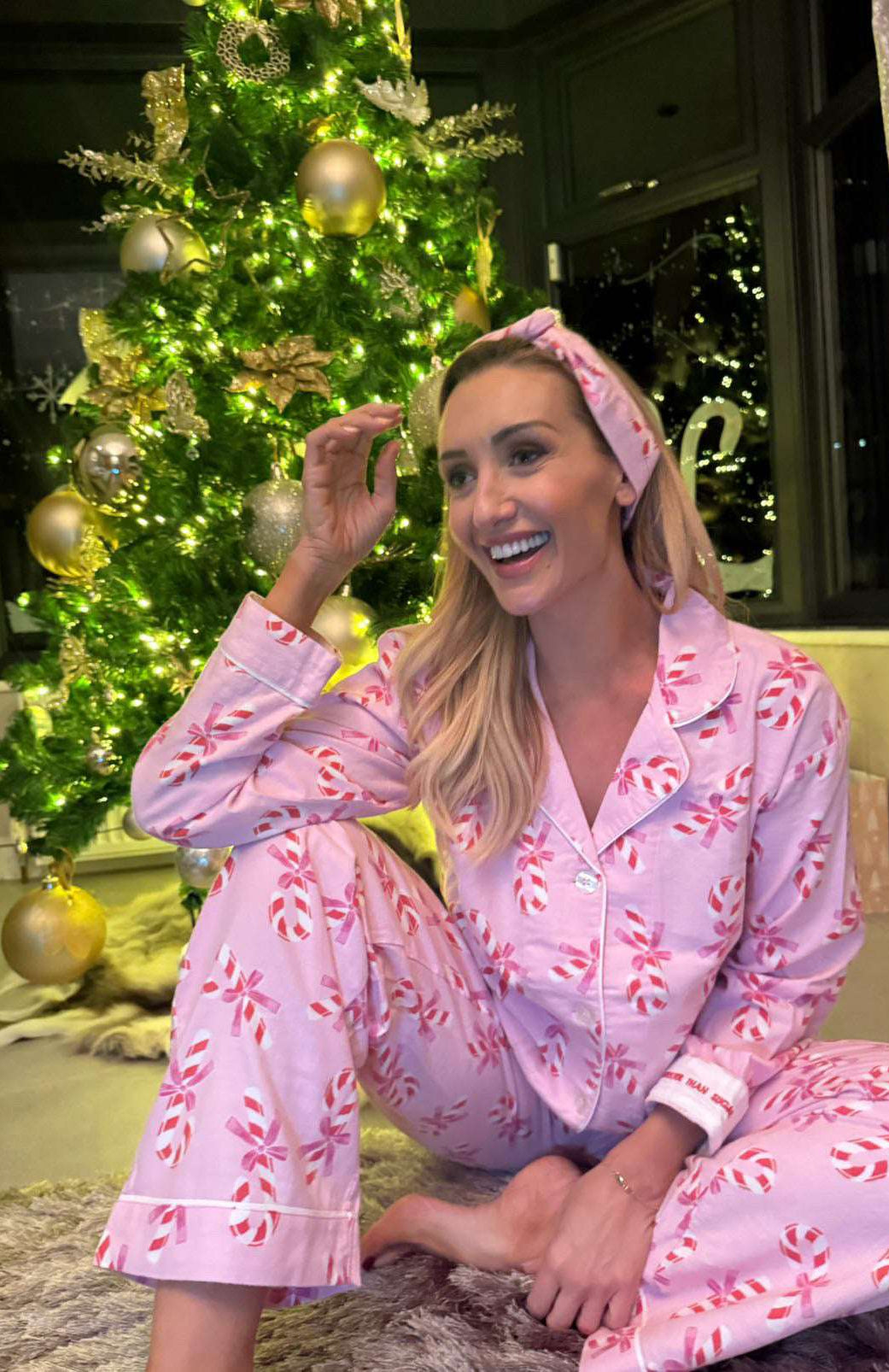 Shop PJ Salvage PJ Salvage Sweeter Than Sugar 3 - Piece Candy Cane Print Flannel PJ Set as seen on Paris Hilton Pyjamas for women – premium loungewear and festival fashion at Spoiled Brat